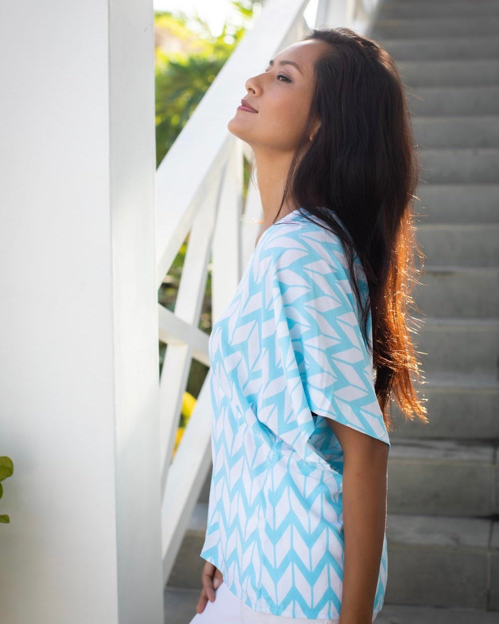 Eta Top - Turquoise Chevron