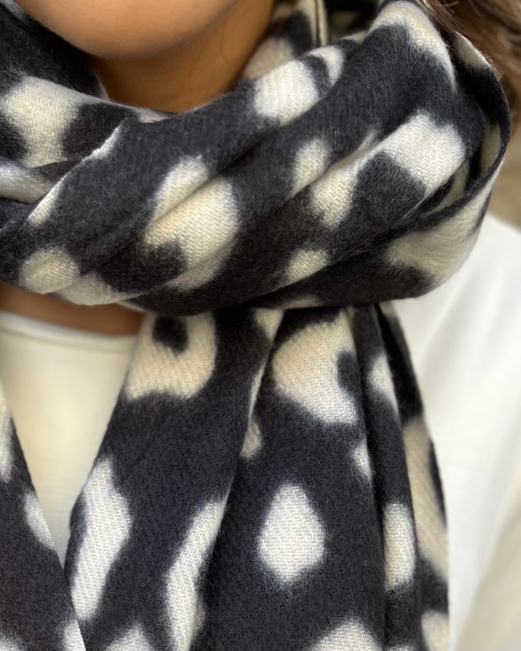 Zoe Scarf - Black White Cheetah