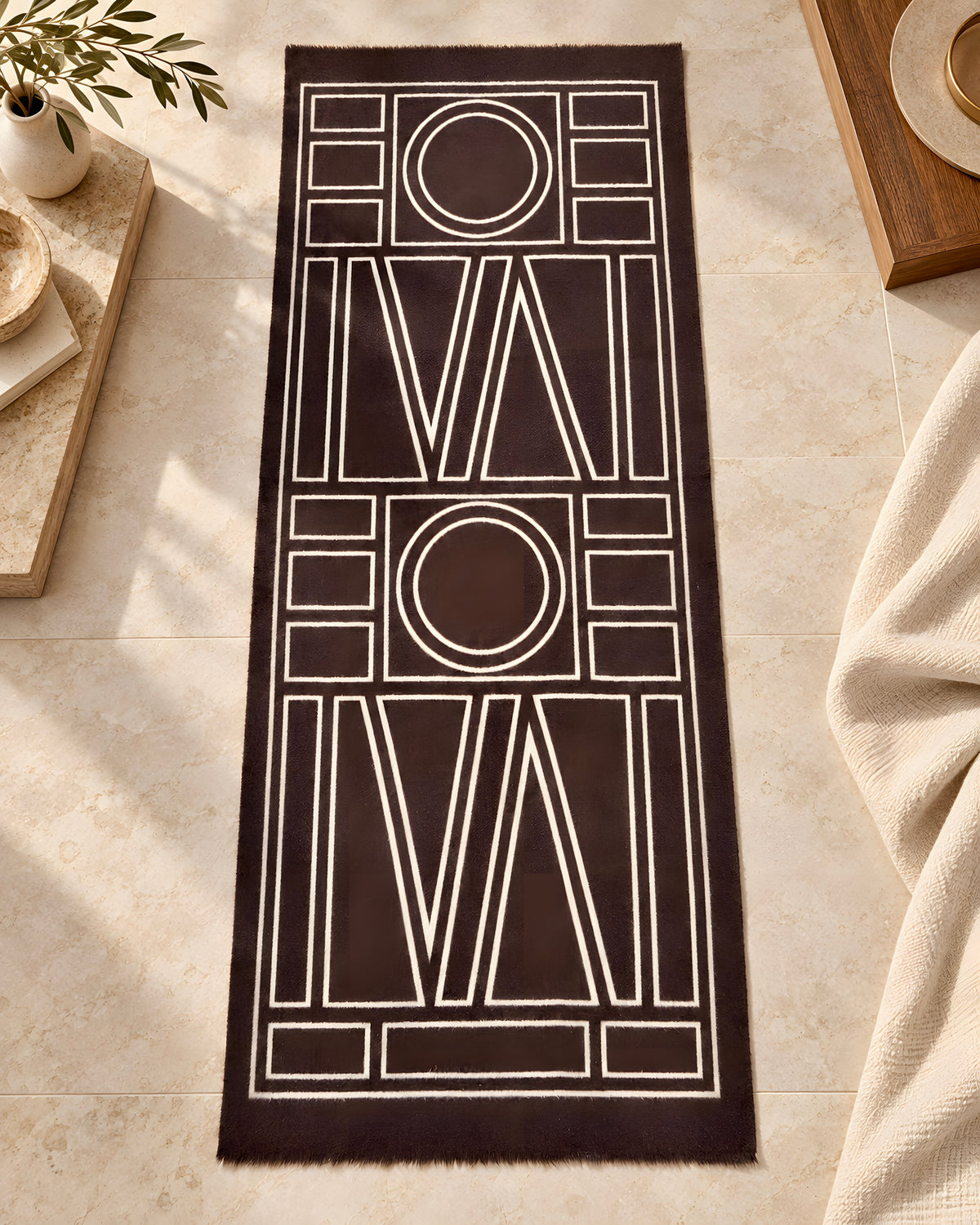 Astoria Geometric Wrap - Coffee