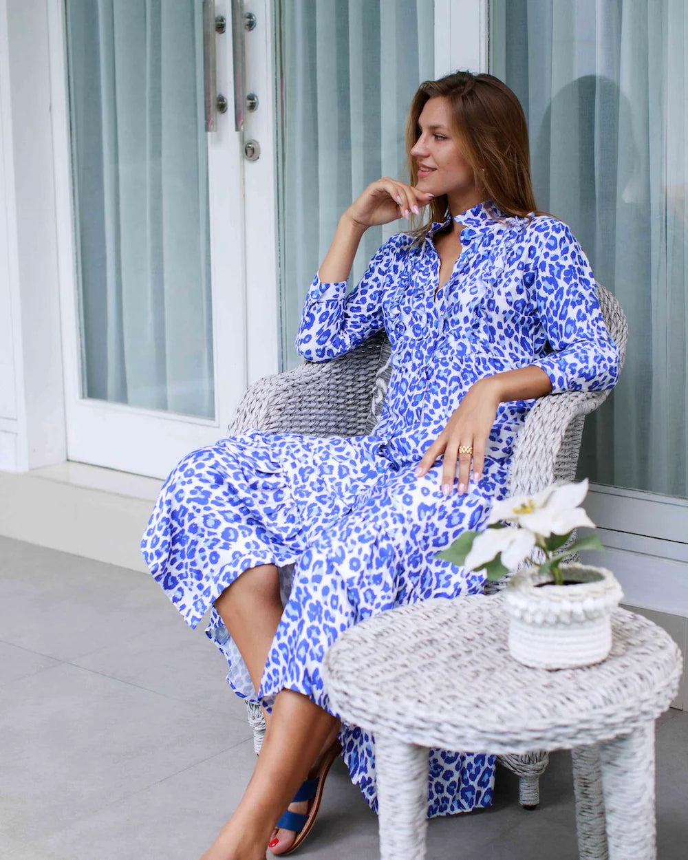 Mia Dress Purple Leopard Bamboo