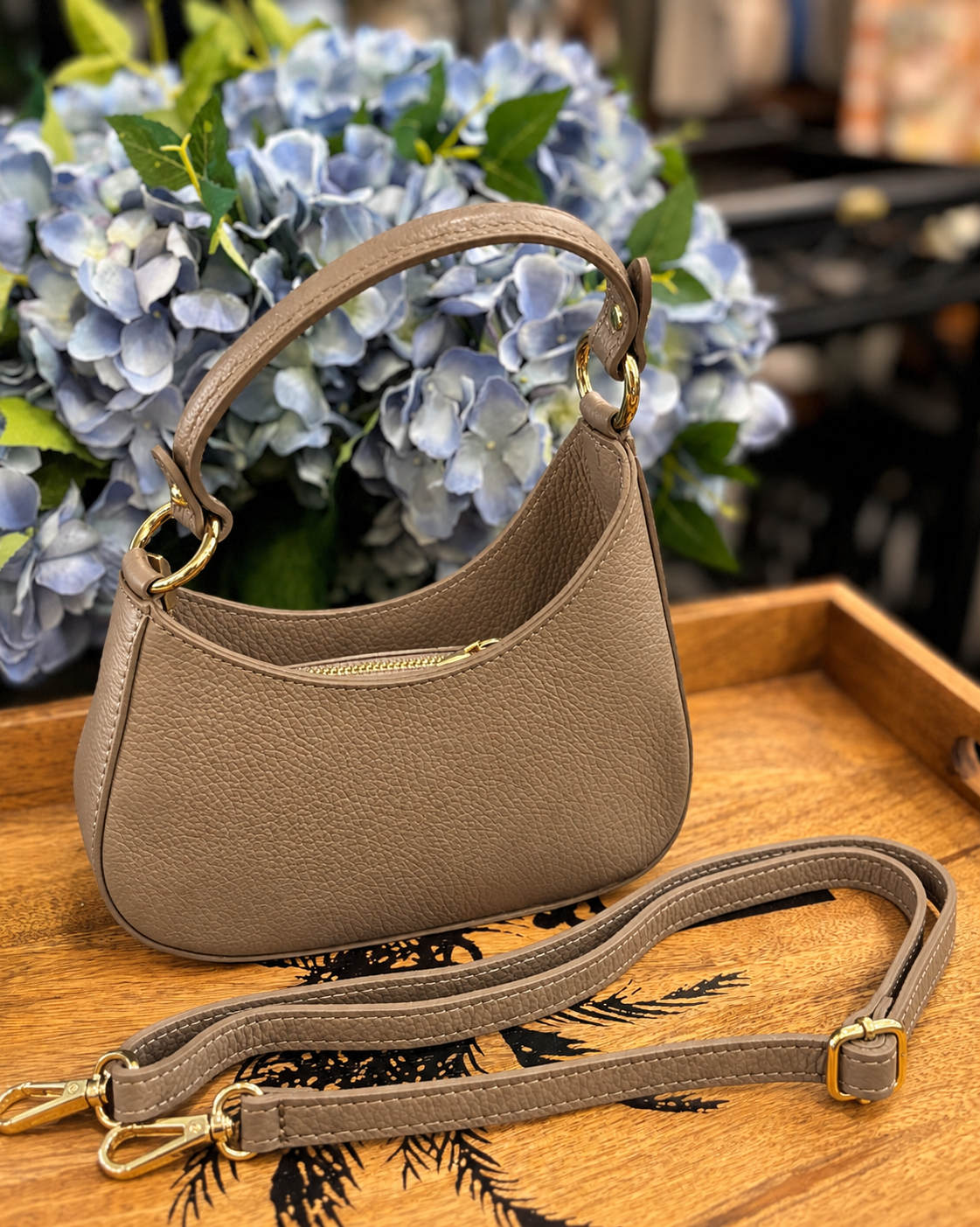 Mini Crescent Bag - Taupe