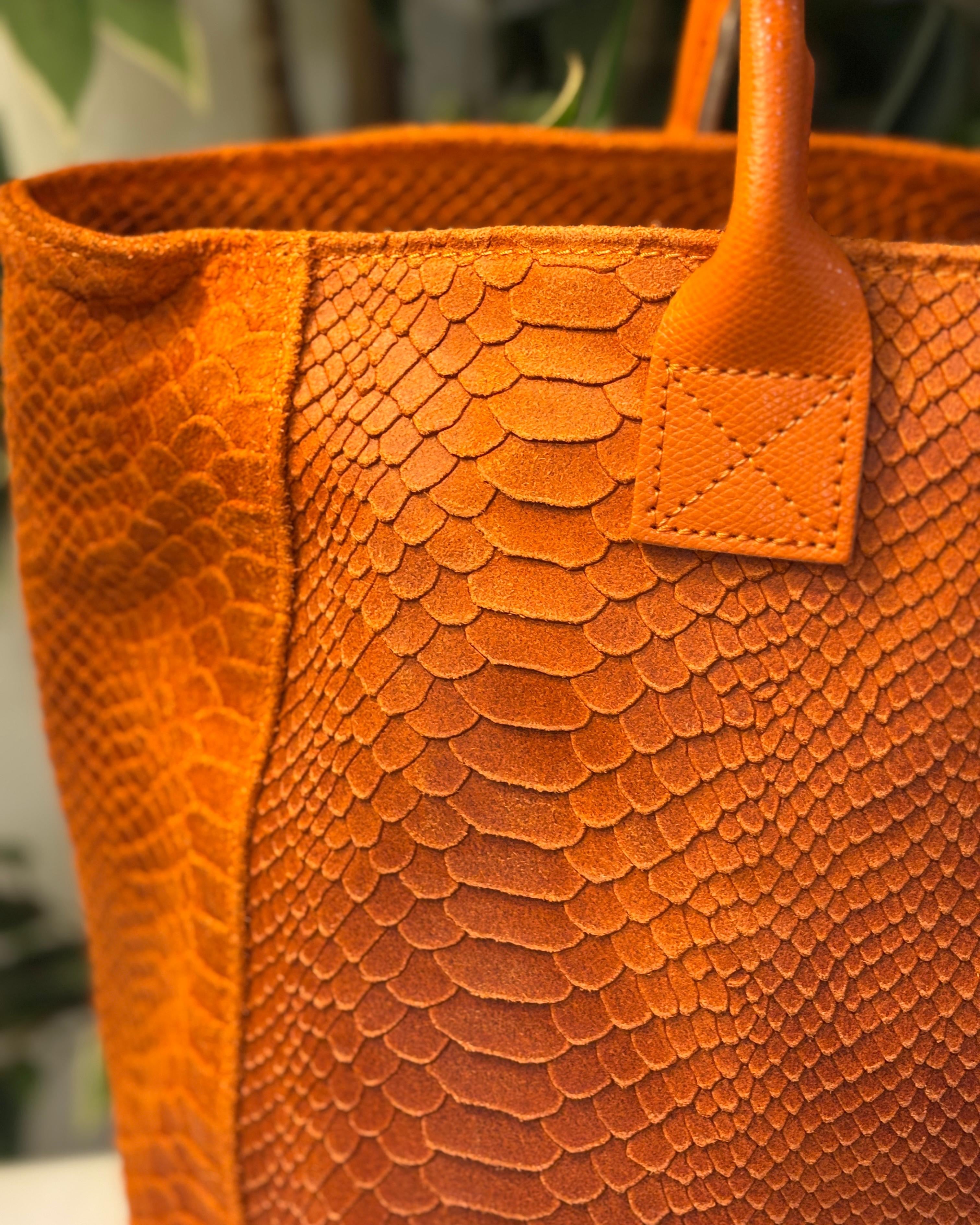 Bolsena Leather Tote - Orange