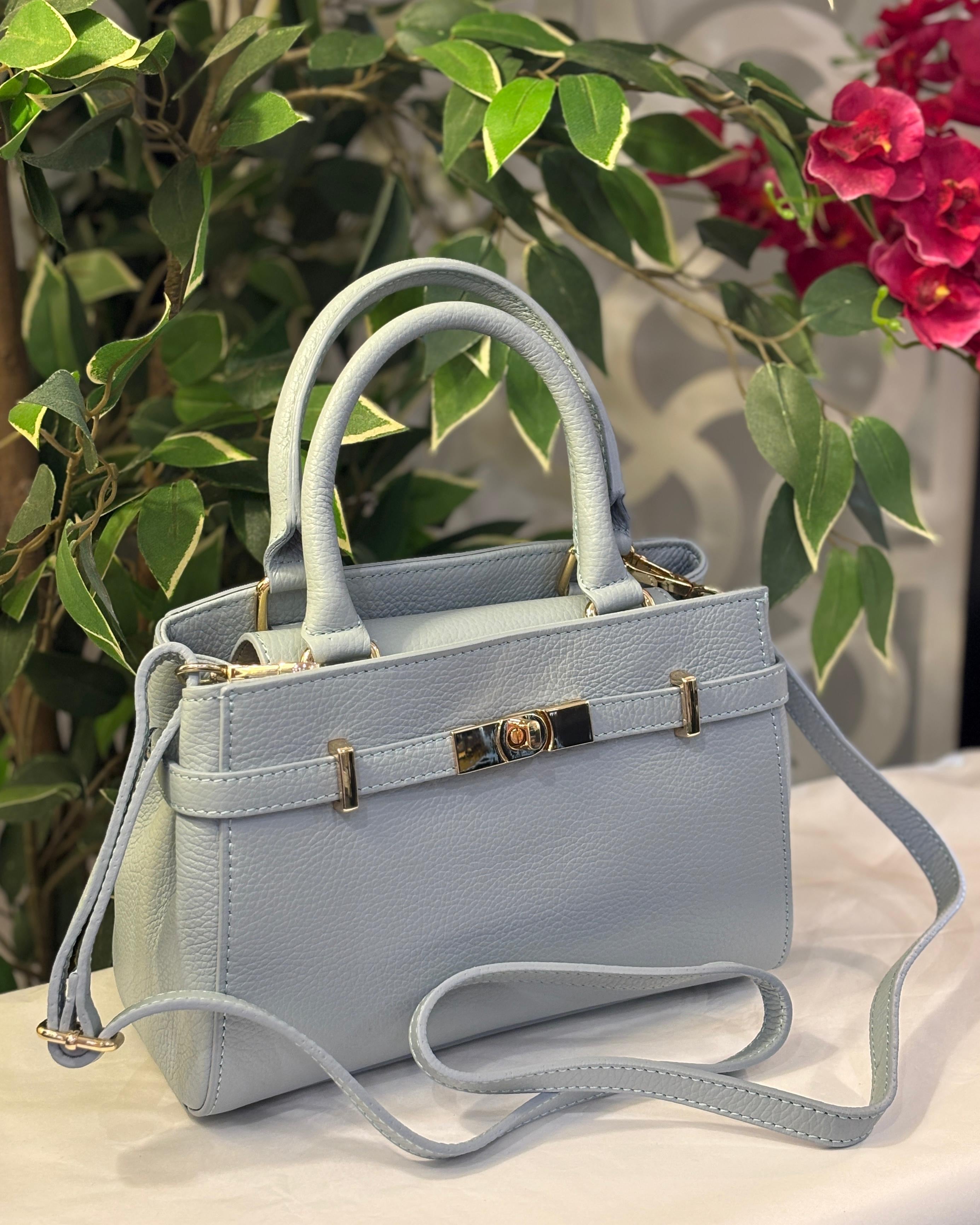 Minori Leather Bag - Baby Blue