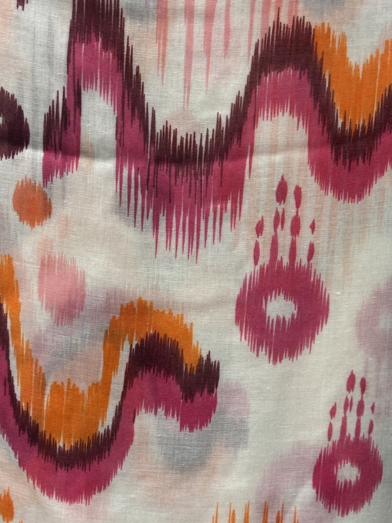 Orange and fuchsia ikat scarf