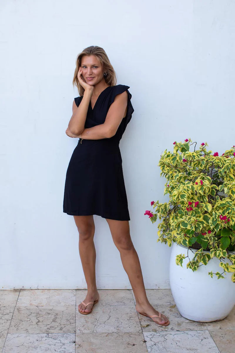 Julia Dress Short - Black Crinkle