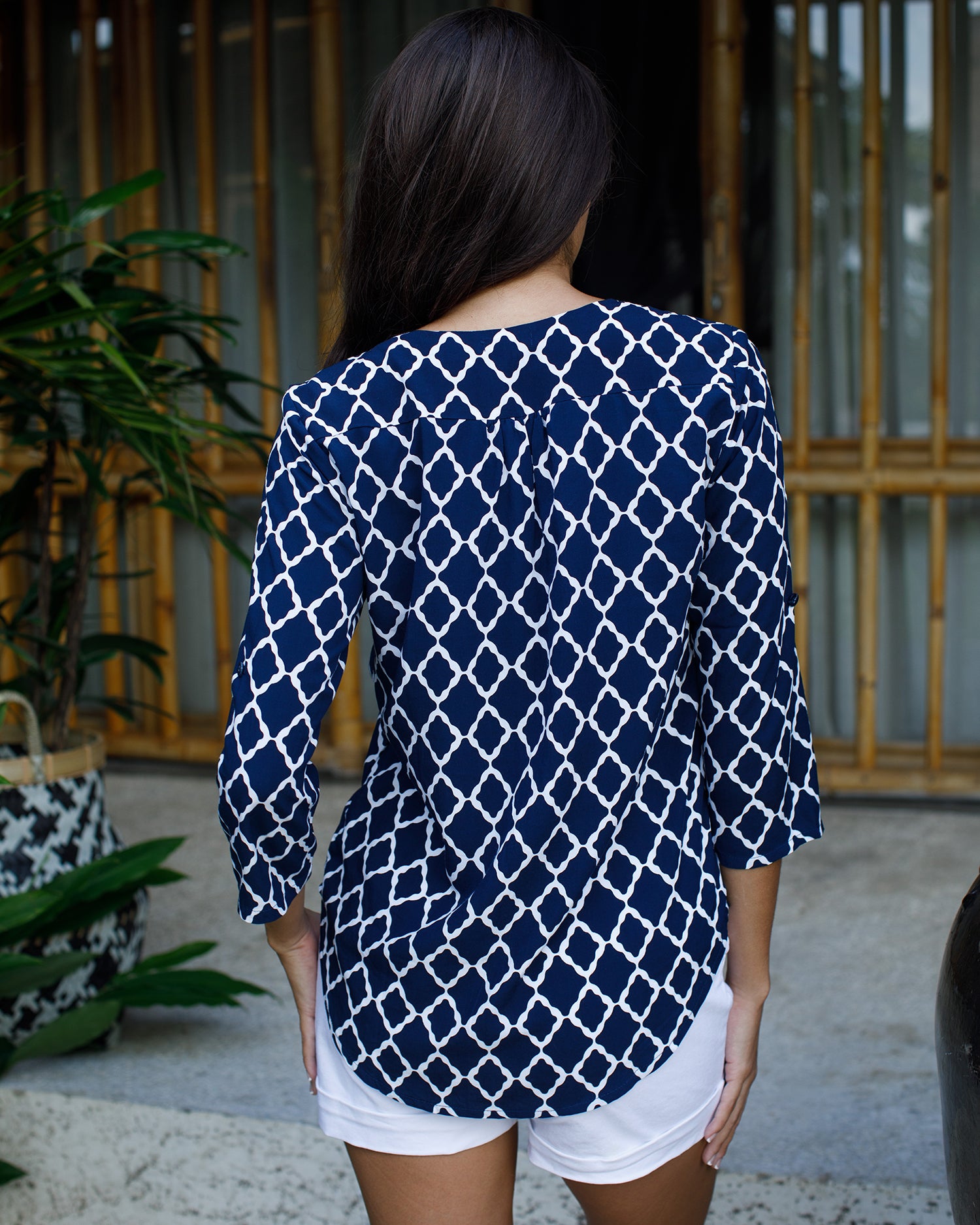 Lizzie Top - Navy/ White Marquis