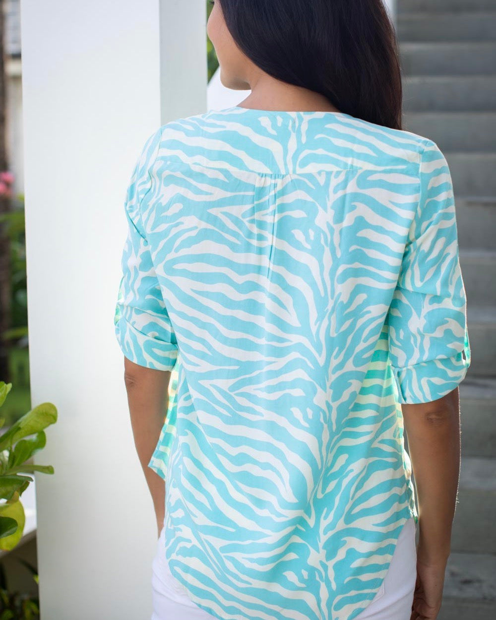 Lizzie Top - Turquoise Zebra