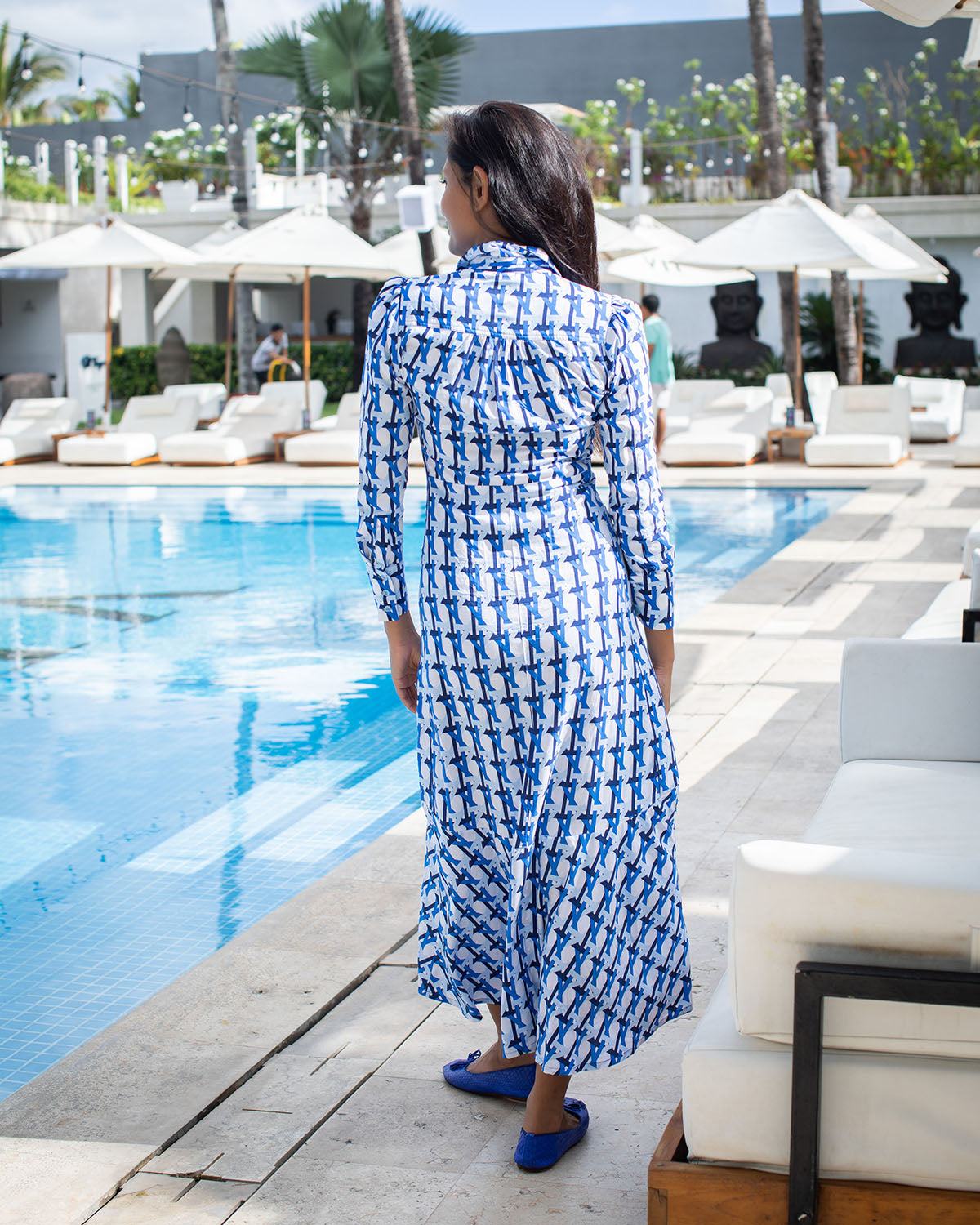 Mariel Dress - Blue Large Basketweave