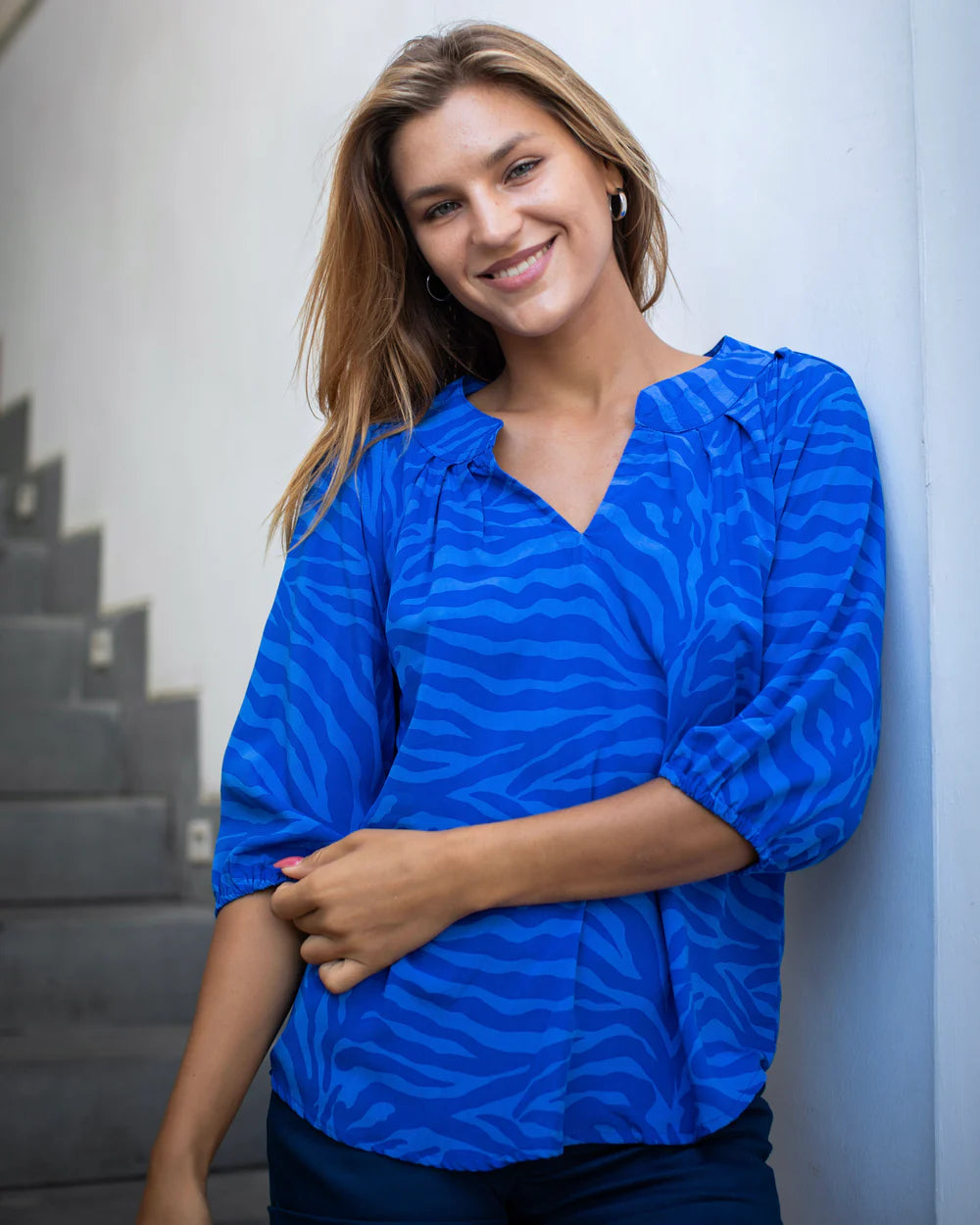 Pippa Top - Swedish Blue Zebra
