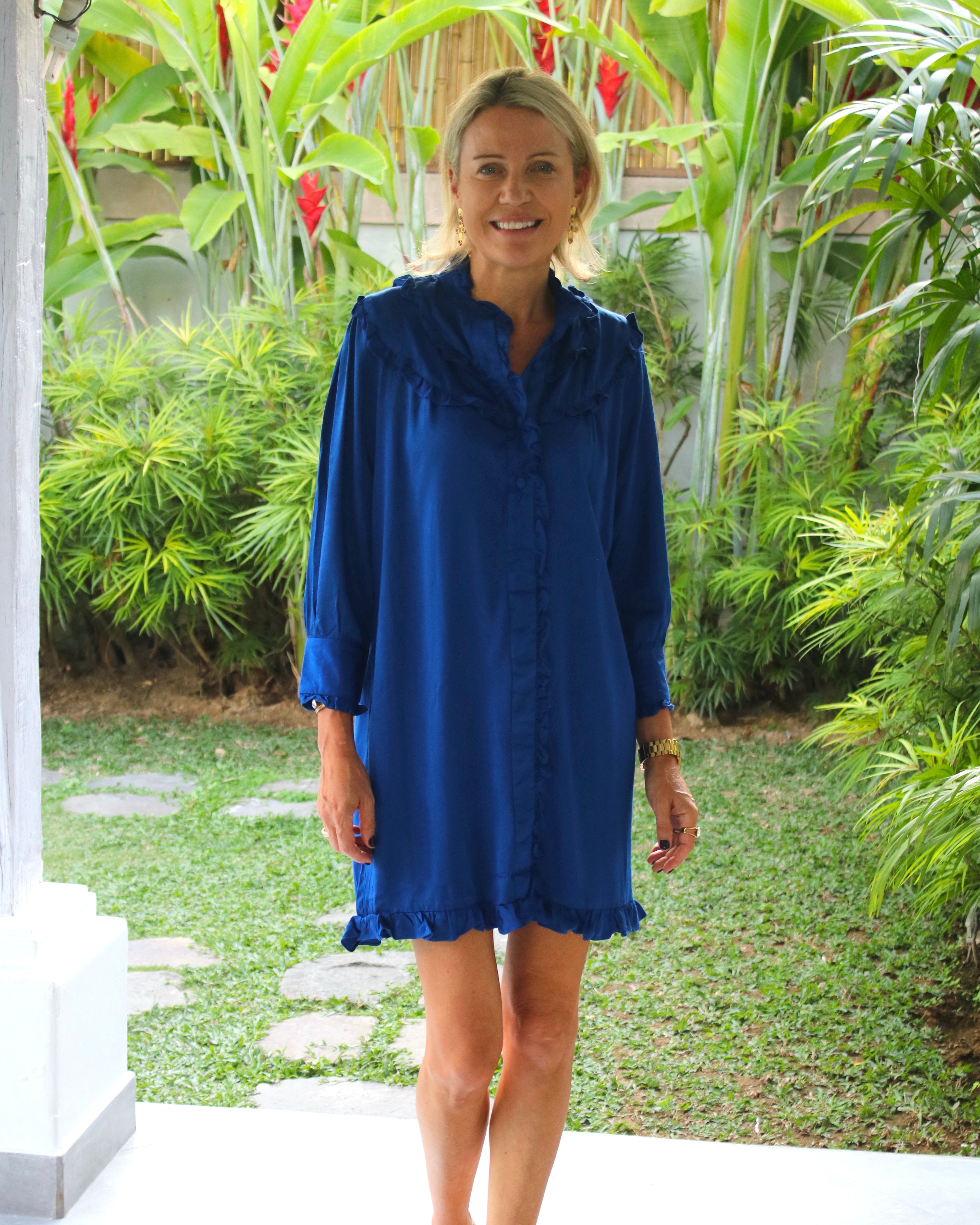 Sandra Dress - Bamboo Satin Midnight Blue