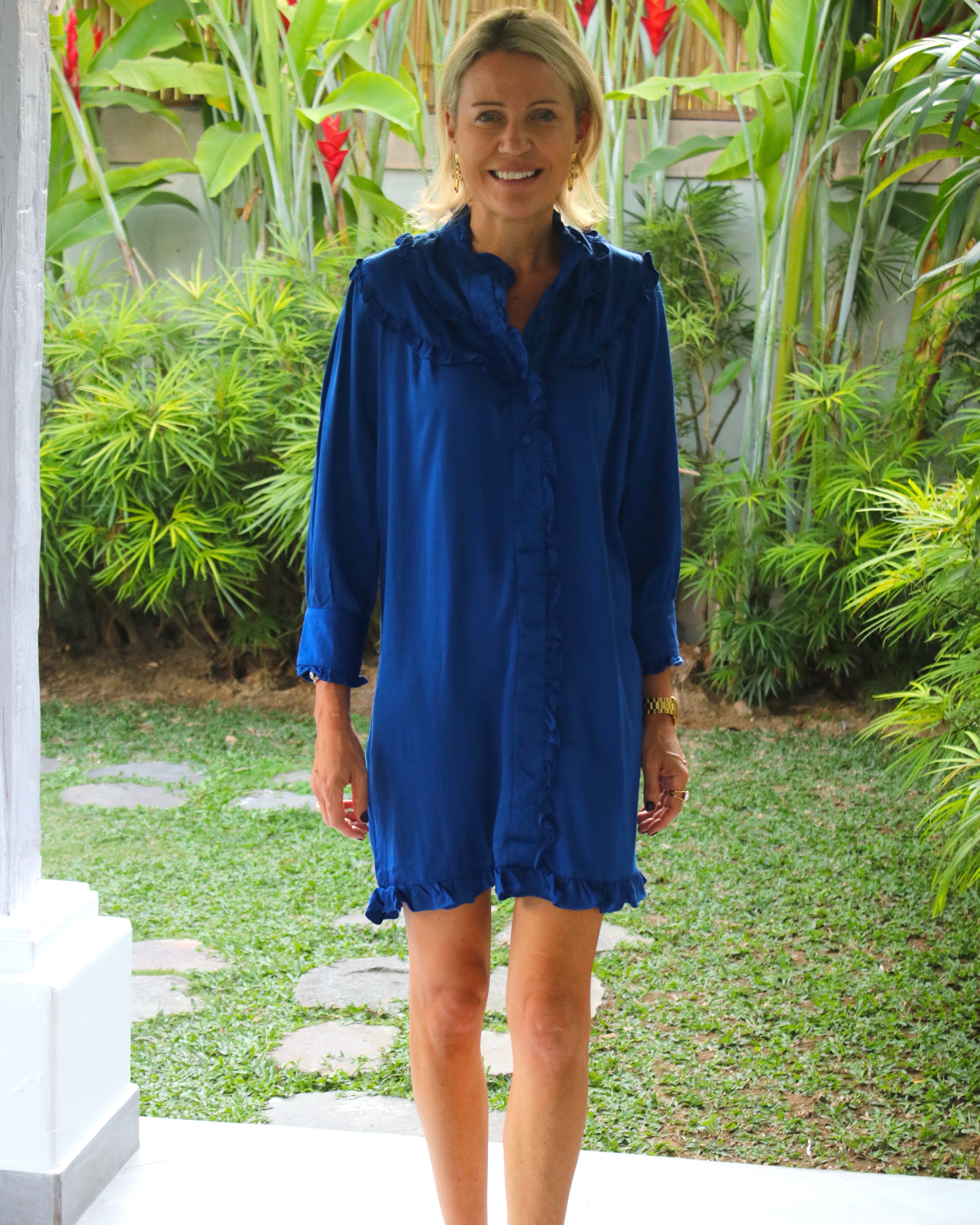 Sandra Dress - Bamboo Satin Midnight Blue