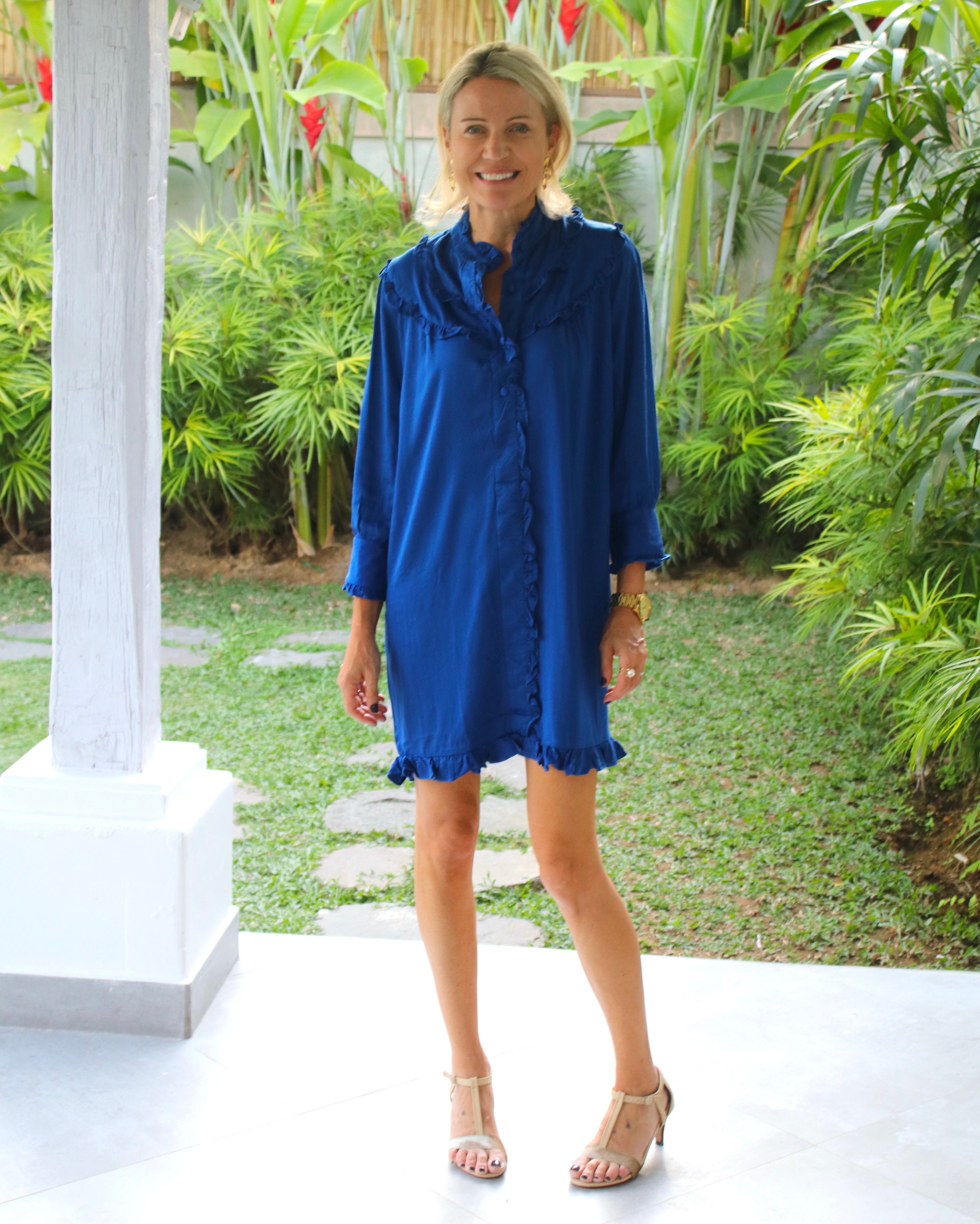 Sandra Dress - Bamboo Satin Midnight Blue