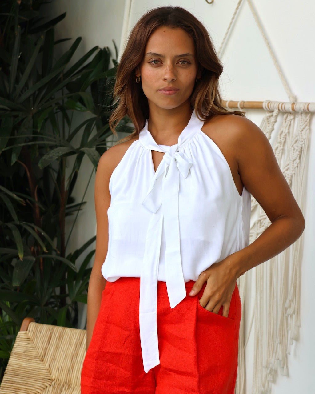 Tali Shorts - Red Linen