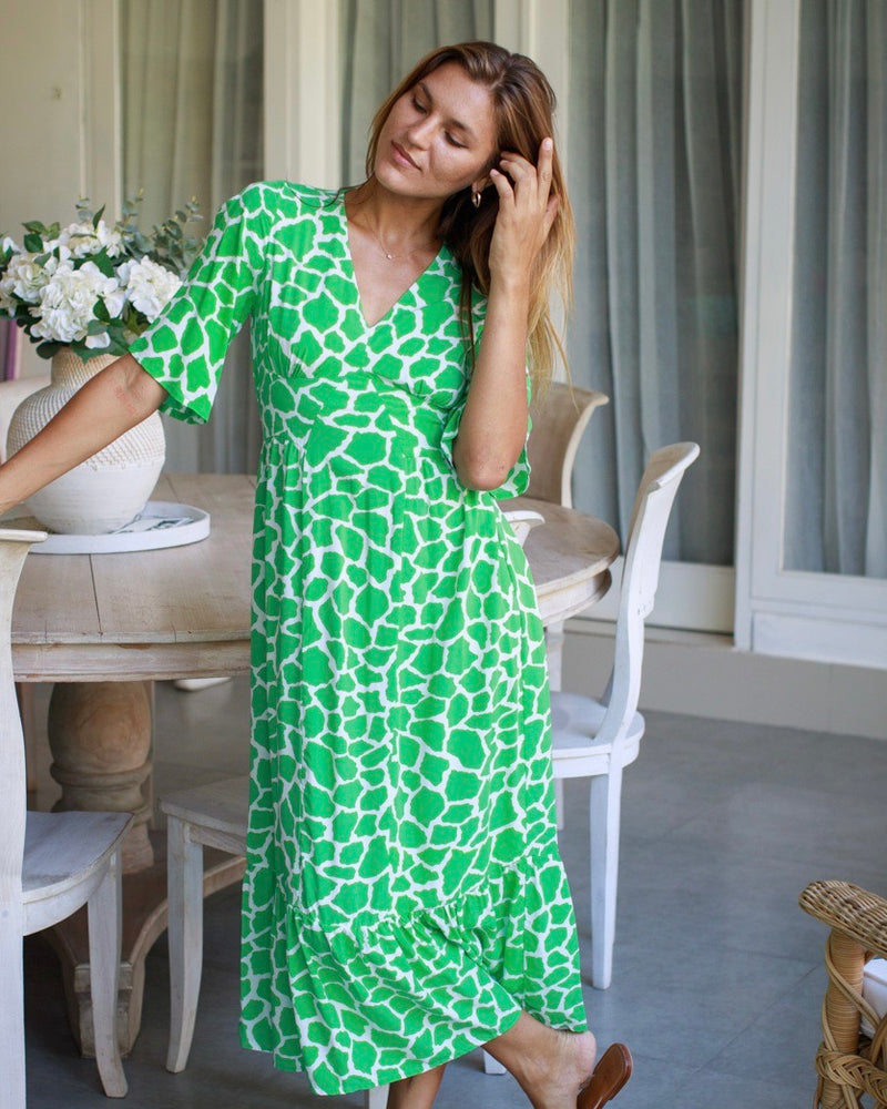 Willa Dress - Green Giraffe