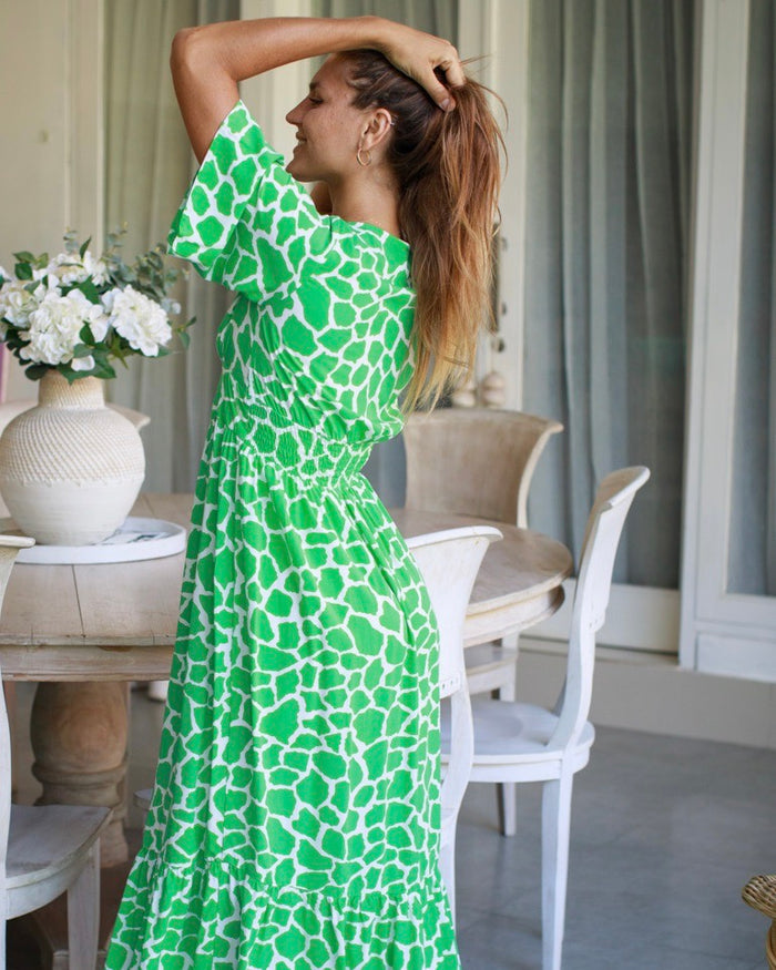 Willa Dress - Green Giraffe