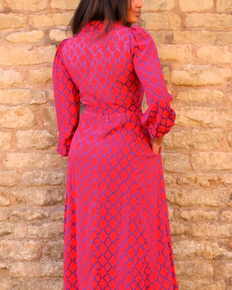 Simone Dress Liberty Blue and Red