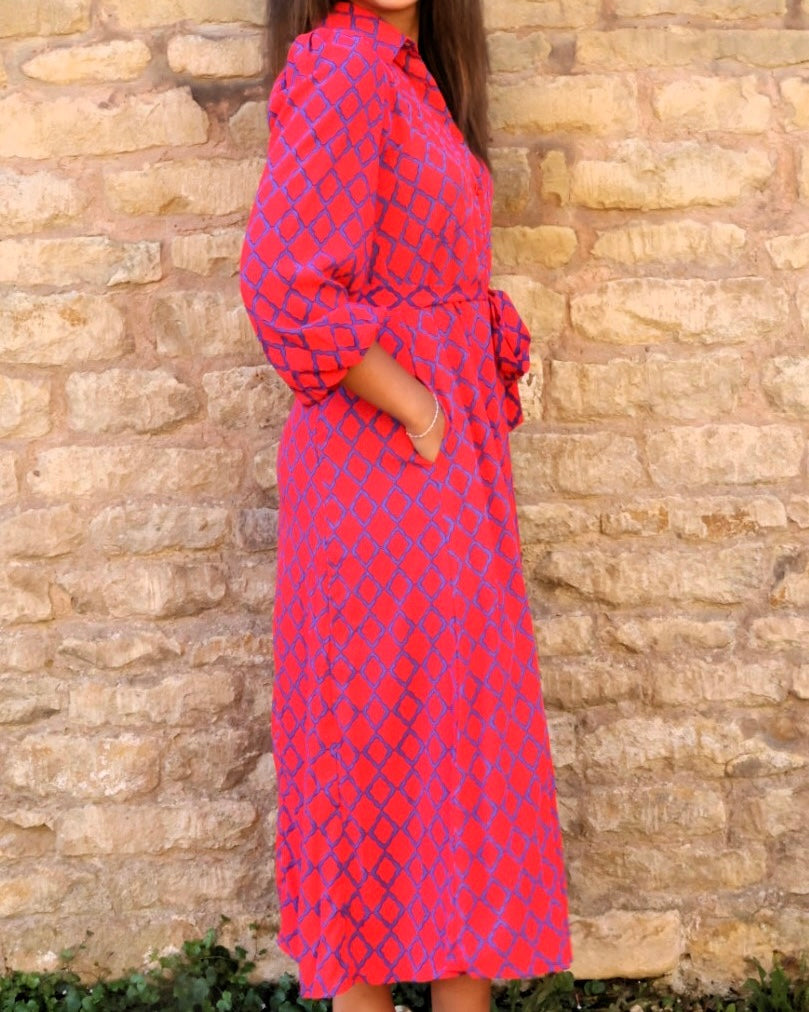 Simone Dress Liberty Blue and Red