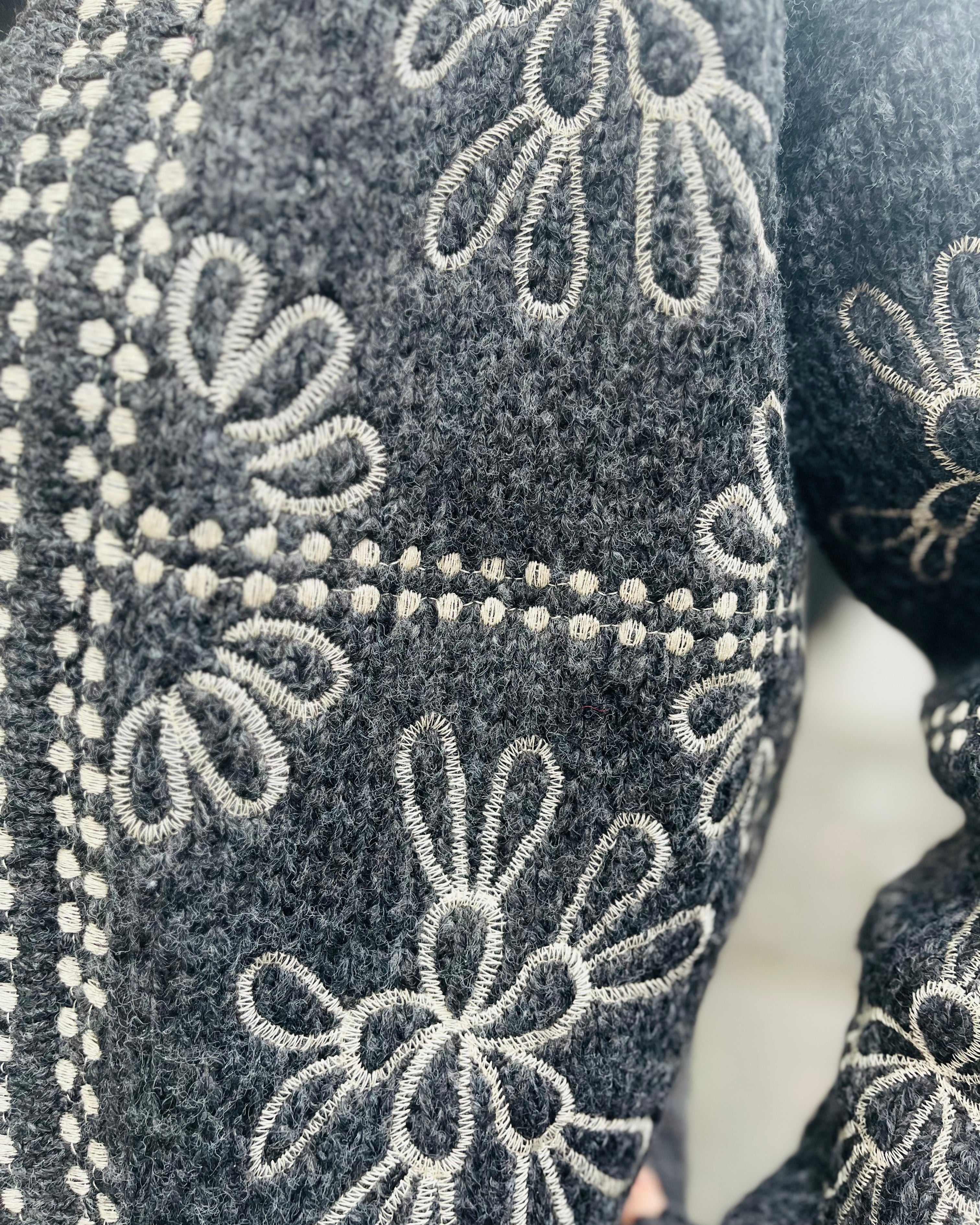 Annouska Embroidered Cardigan - Grey