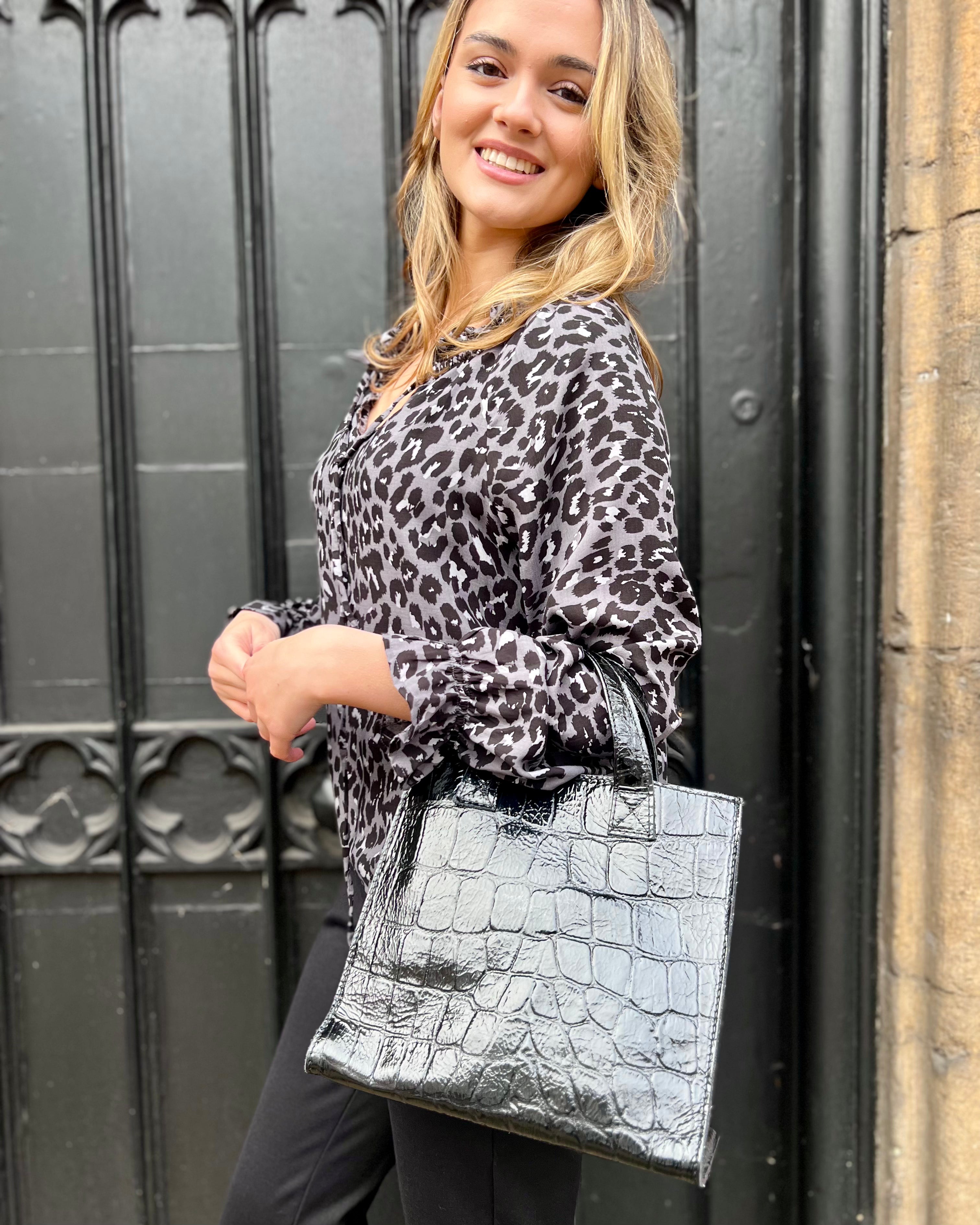 Ravenna - Black Leather Tote