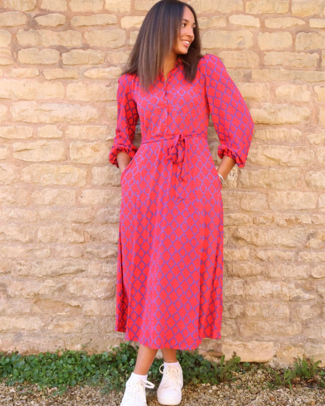 Simone Dress Liberty Blue and Red