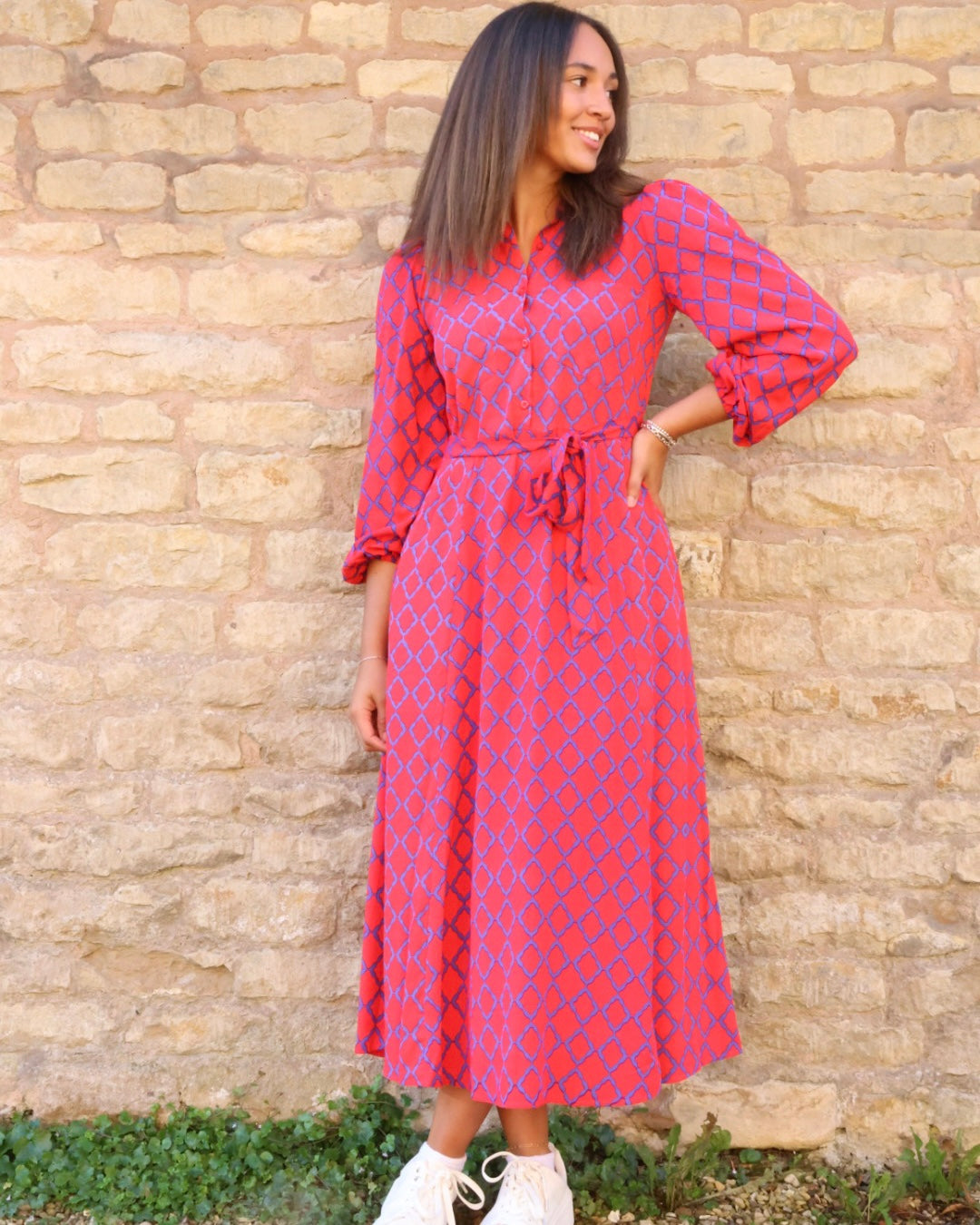 Simone Dress Liberty Blue and Red