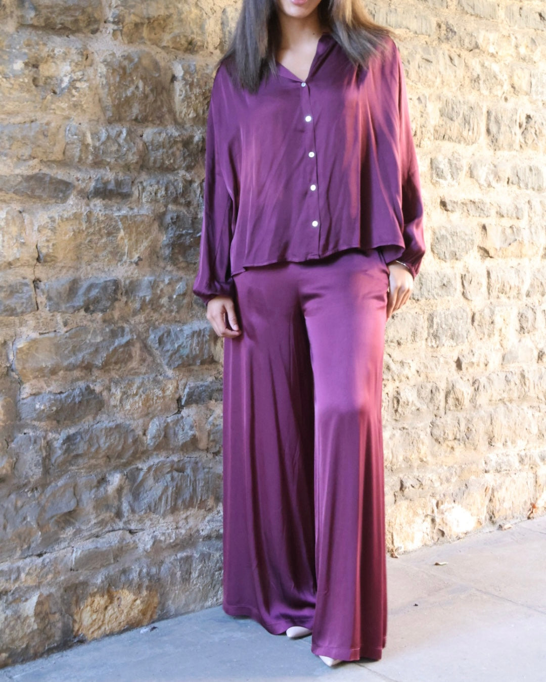 Radana Satin Trousers - Merlot