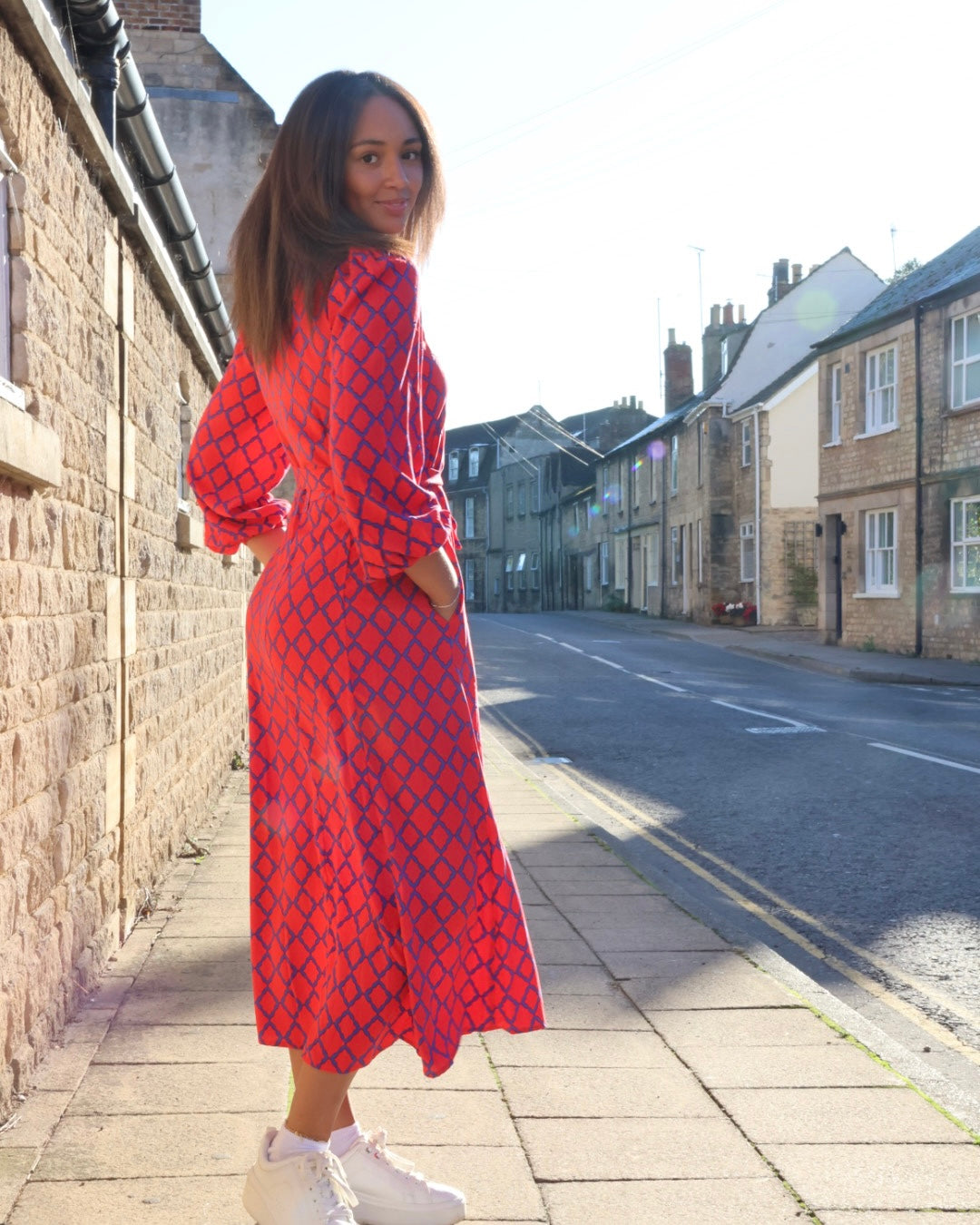 Simone Dress Liberty Blue and Red