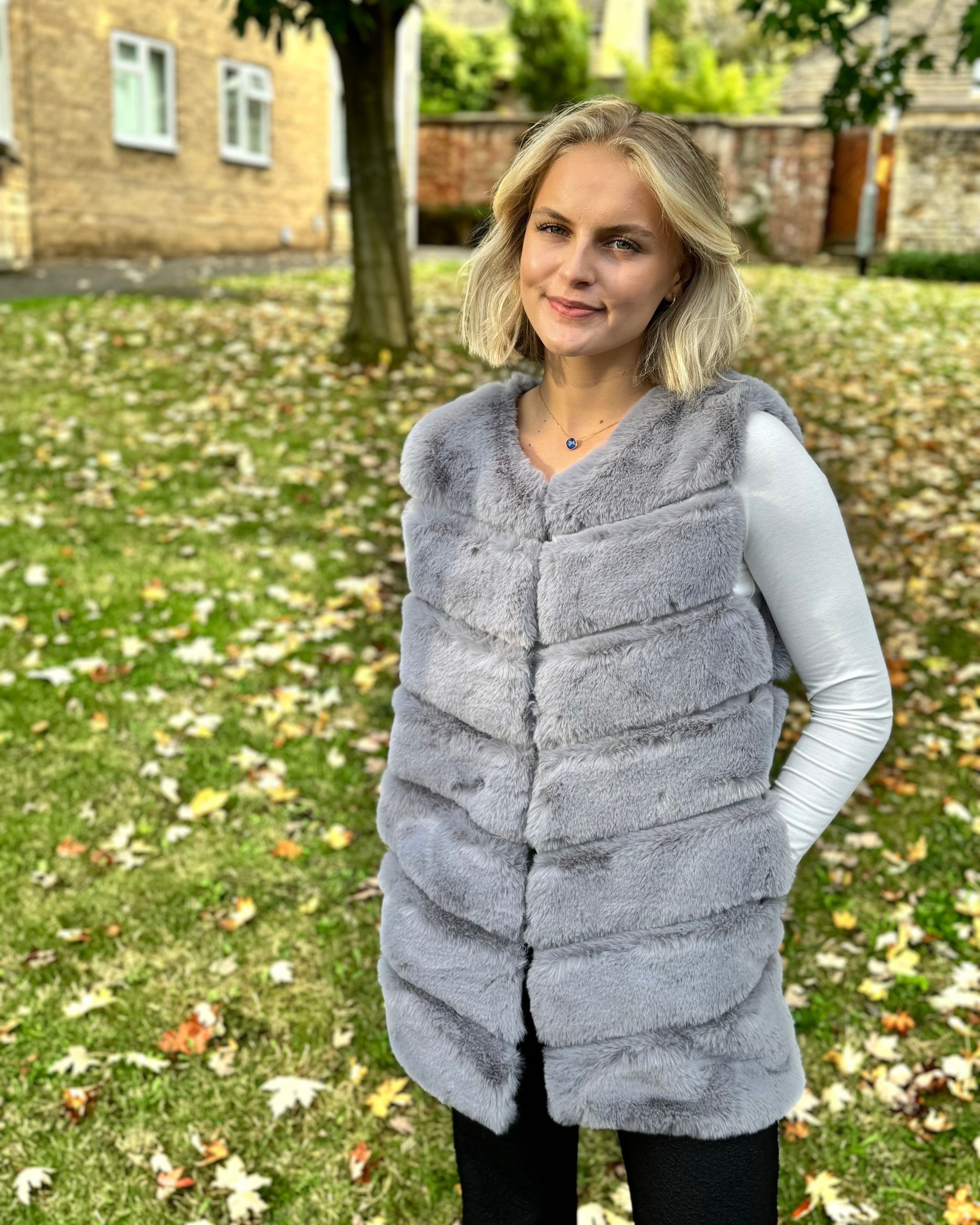 Faux Fur Gilet - Grey