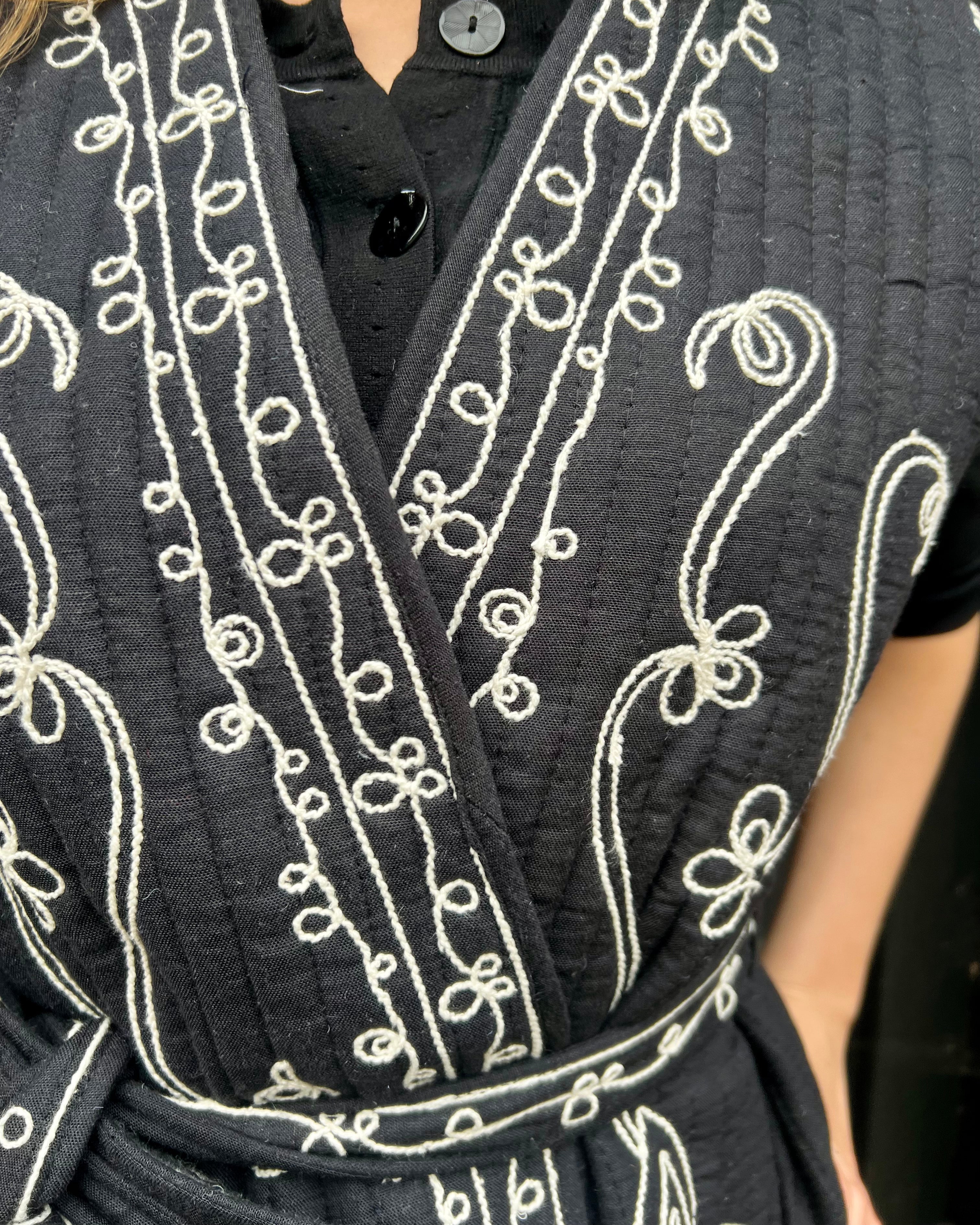 Soly Jacket - Black with Floral Embroidery