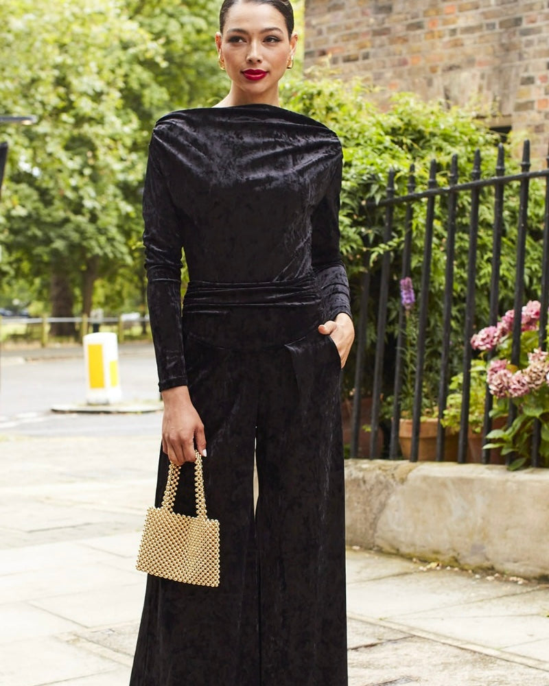 Ava Jumpsuit - Black Velvet