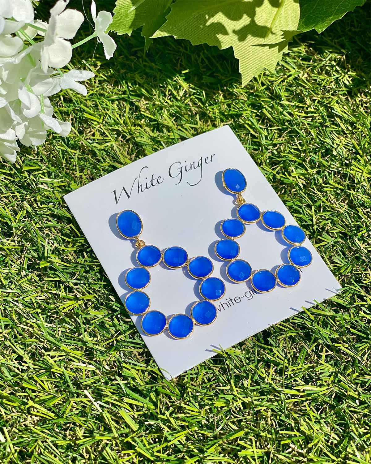 Indira Collection - Gemstone Statement Earring - Sky Blue