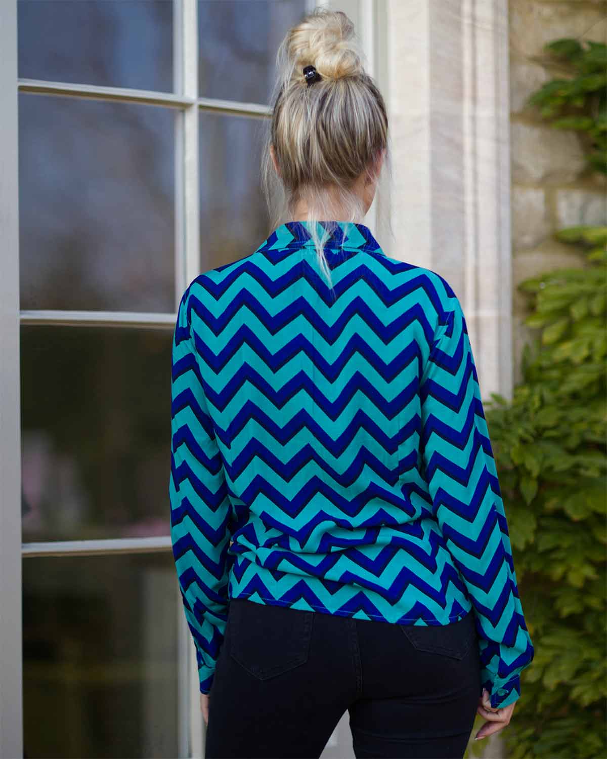 Firenze Shirt - Navy/Jade Chevron