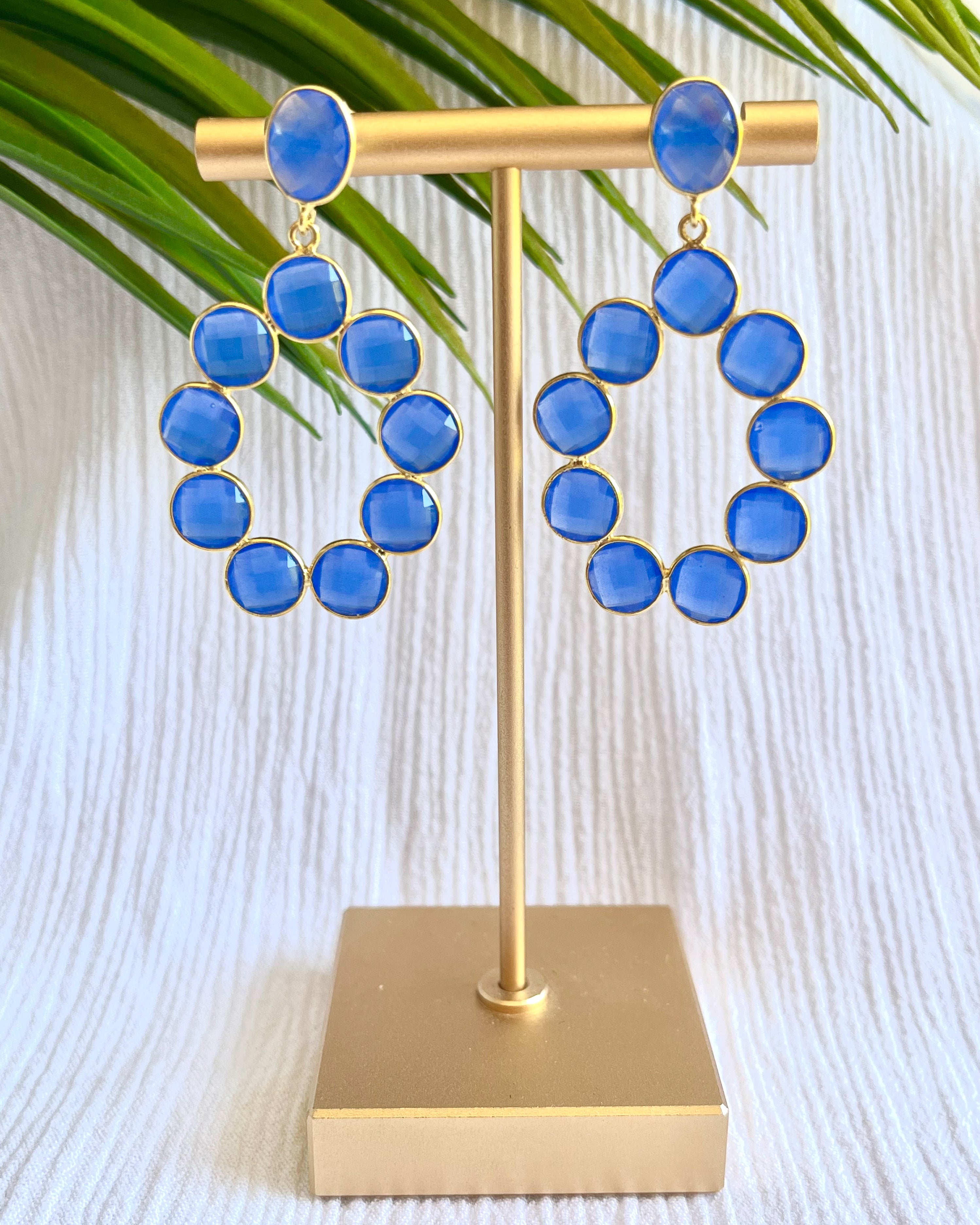 Indira Collection - Gemstone Statement Earring - Sky Blue