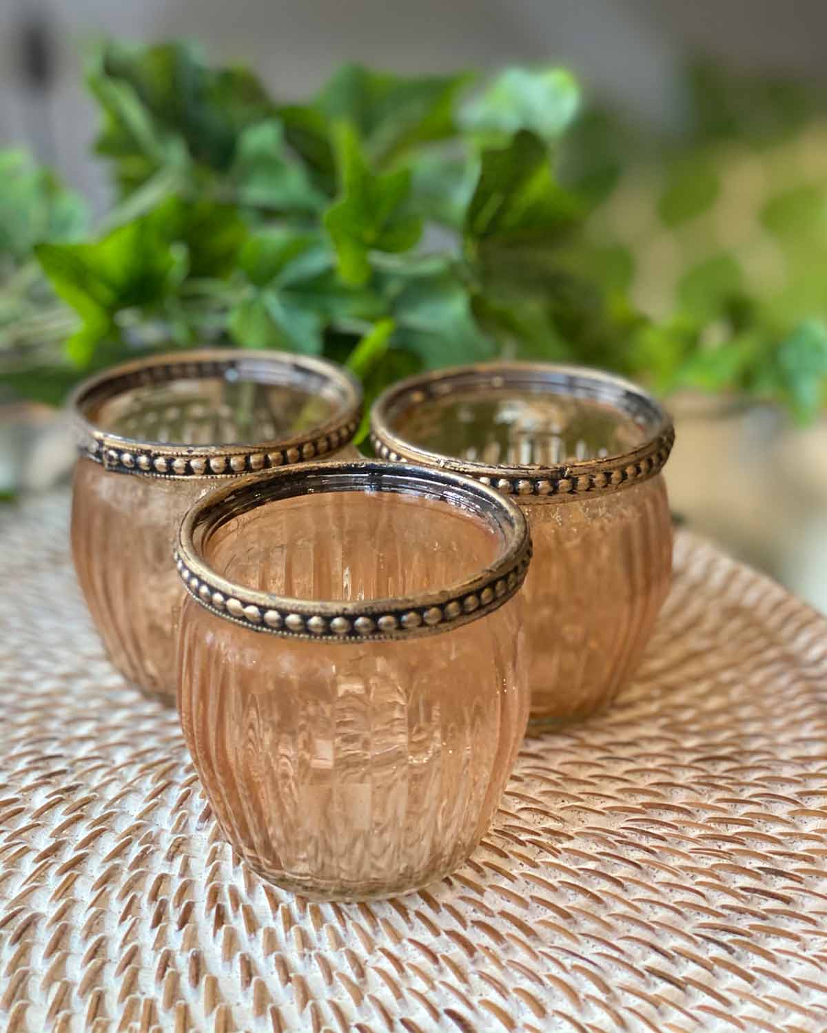 Pink Ribbed Tea Light Holder