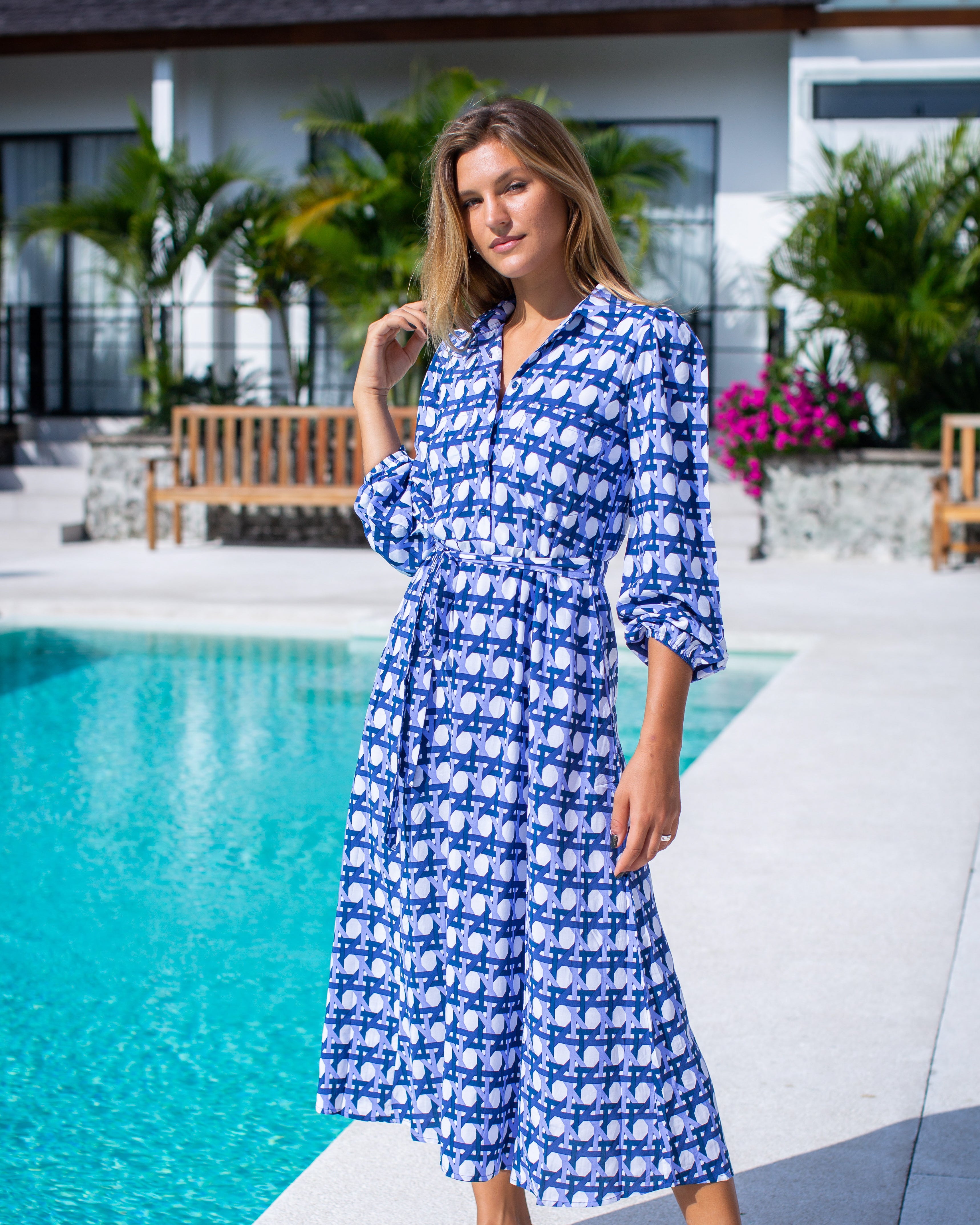 Simone Shirt Dress - Iris Basketweave