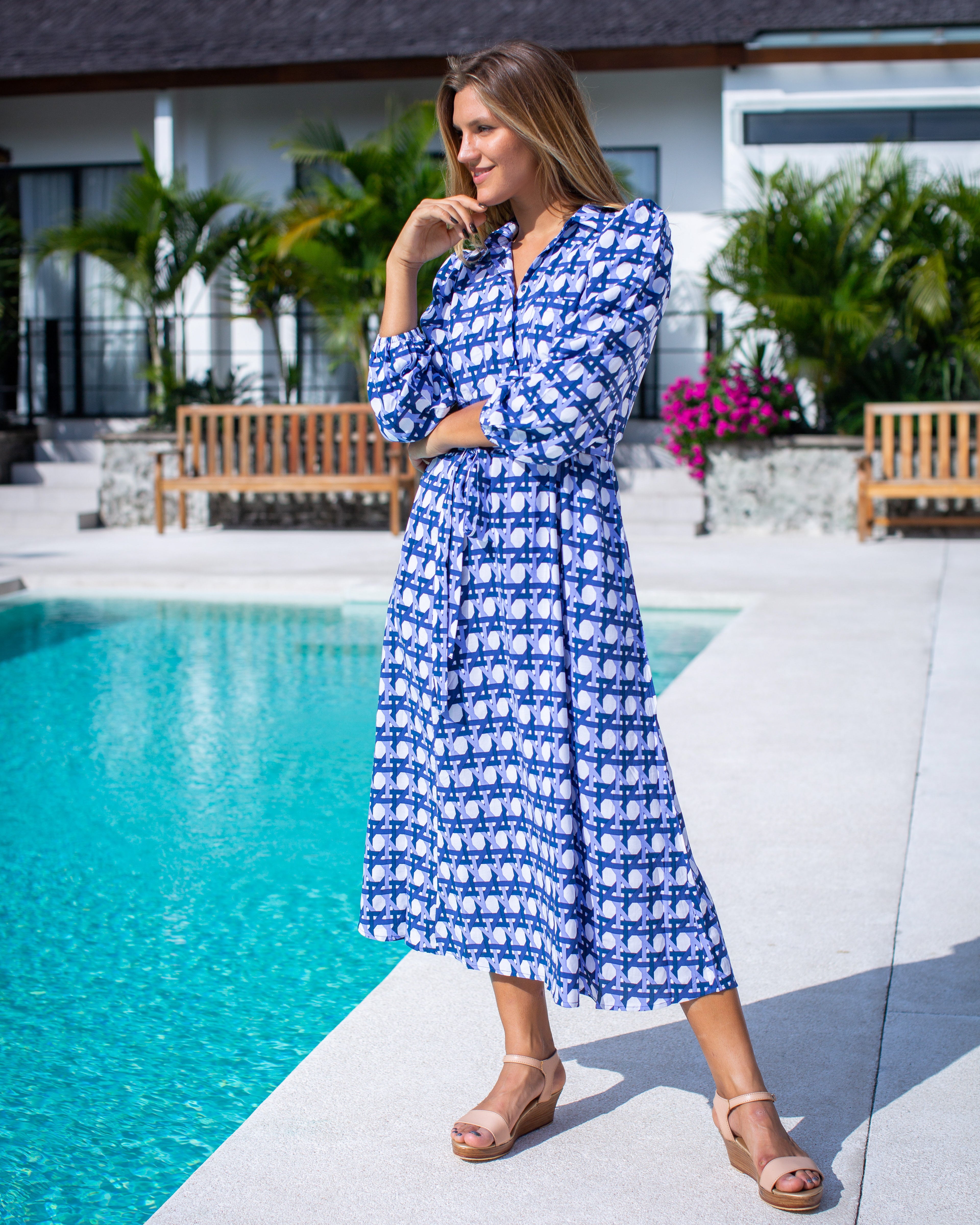 Simone Shirt Dress - Iris Basketweave