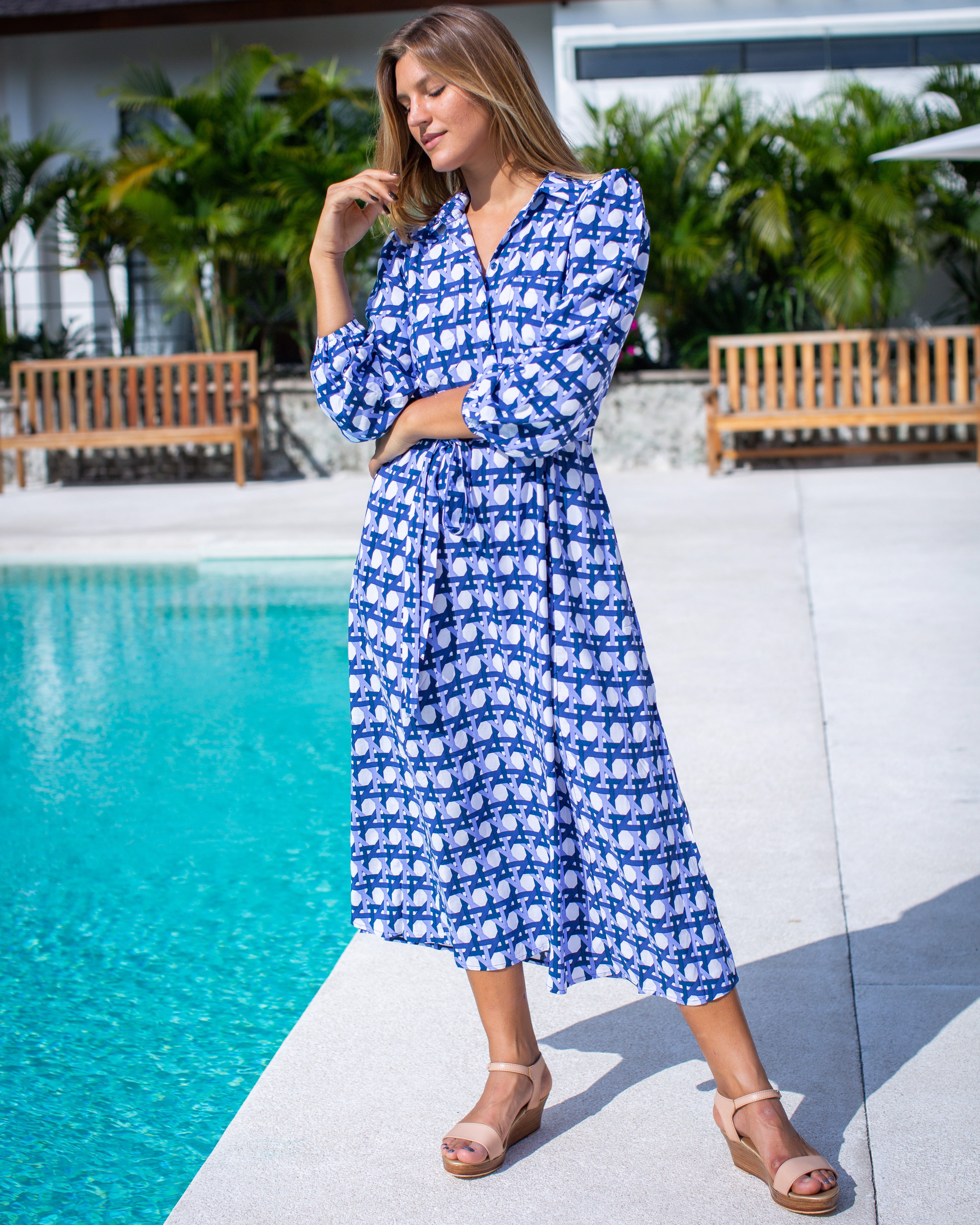 Simone Shirt Dress - Iris Basketweave