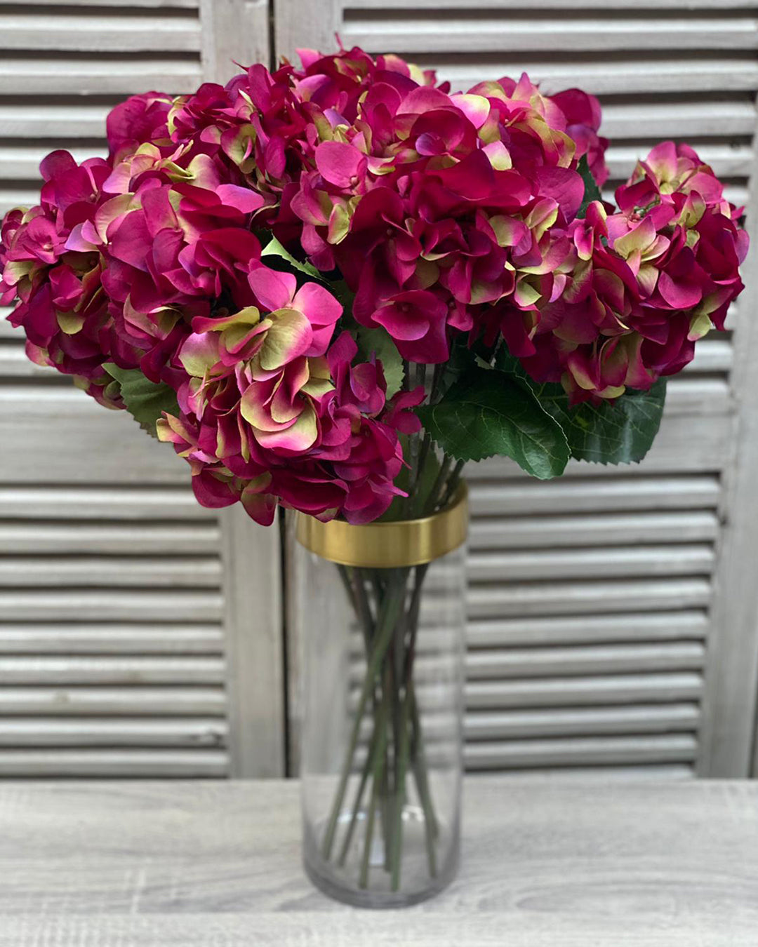 Faux Hydrangea Stem - Tonal Fuchsia