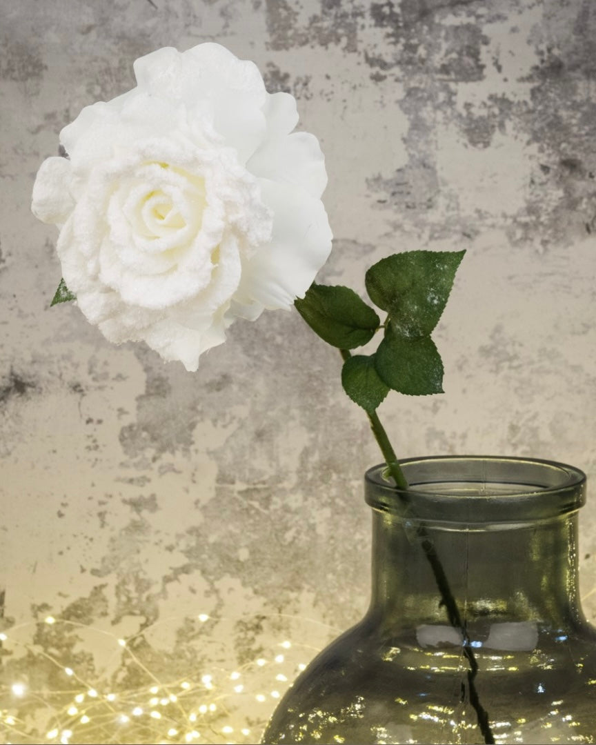 Winter Snow Rose - Faux Flower