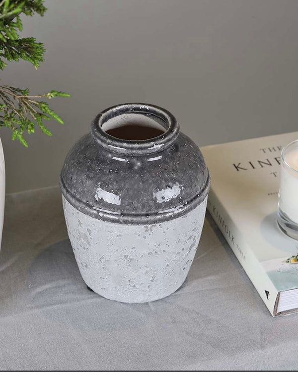Two Tone Grey Stoneware Vase
