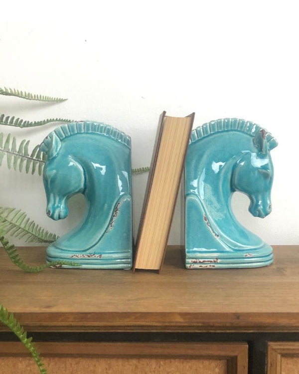 Turquoise Horse Head Bookends