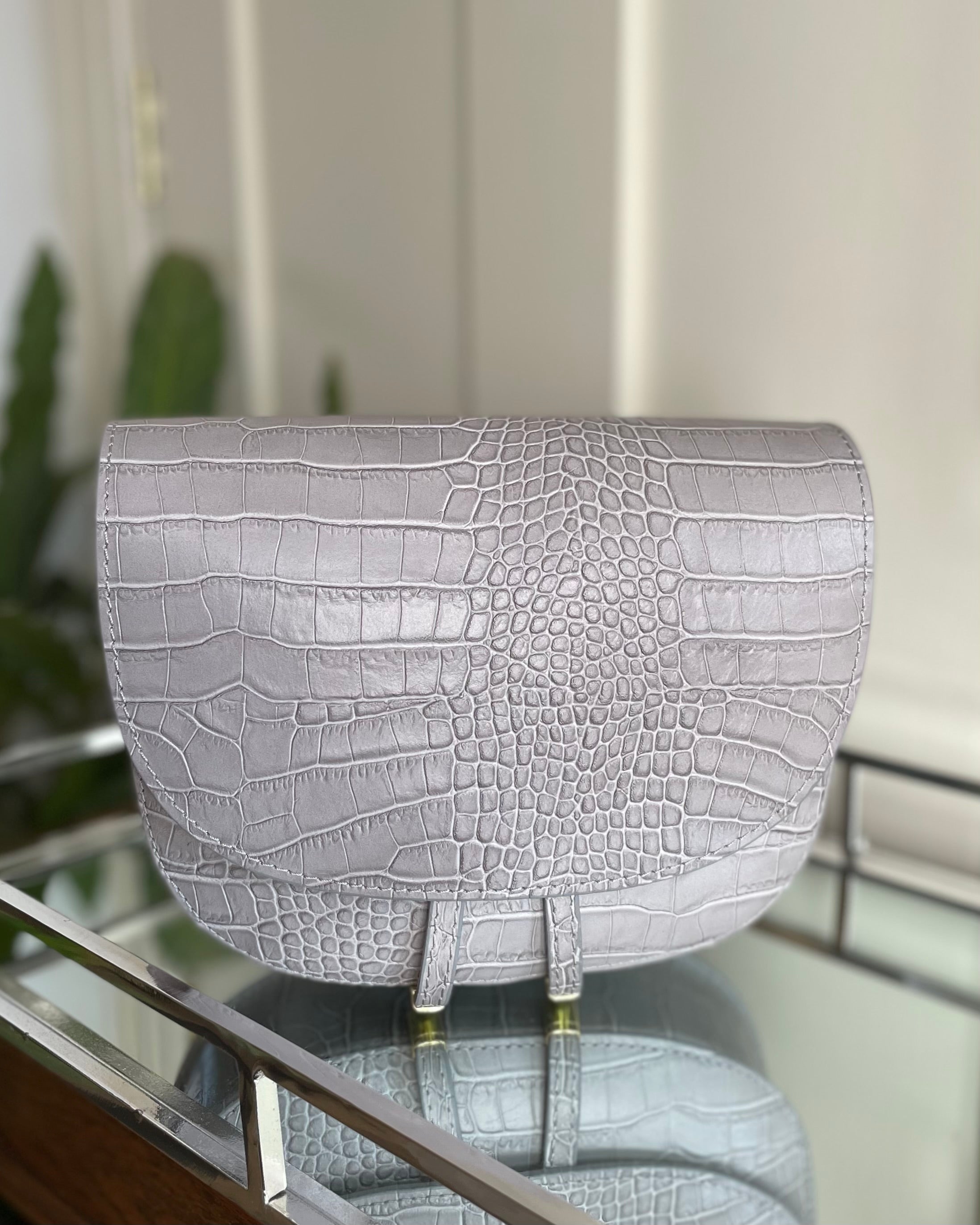 Leather Saddle Bag - Grey