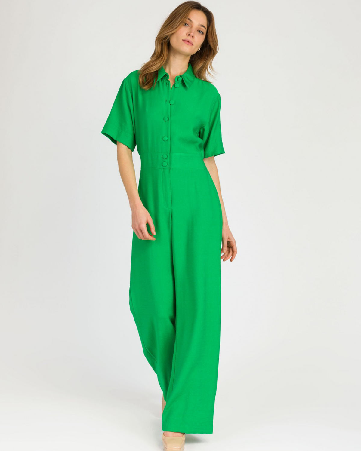 Mindy Shirt Collar Jumpsuit