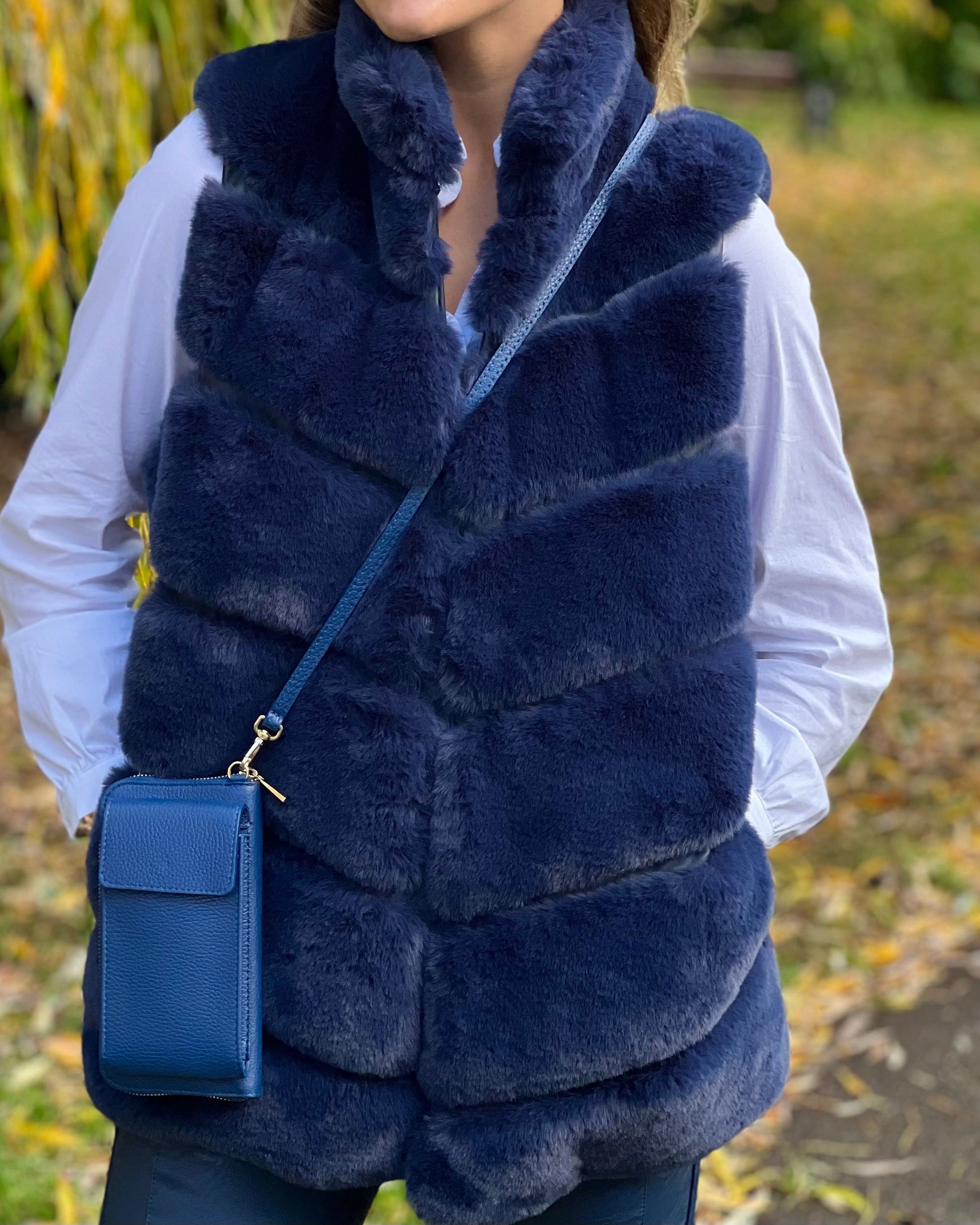 Faux Fur Gilet - Navy