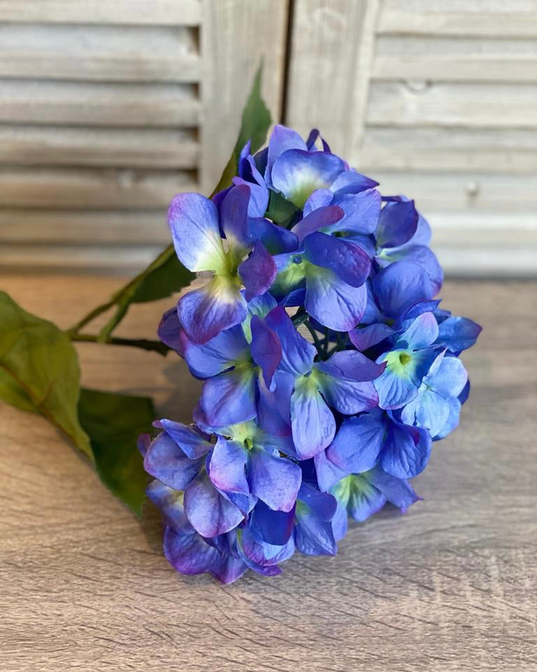 Faux Hydrangea Stem - Cornflower Blue