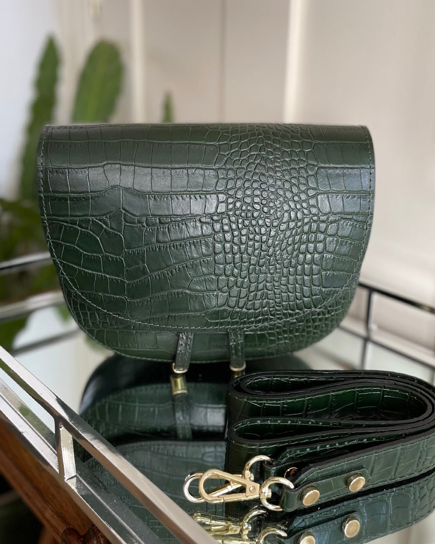 Leather Saddle Bag - Green