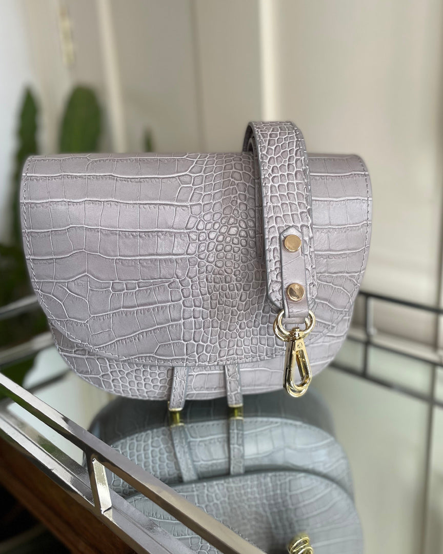 Leather Saddle Bag - Grey