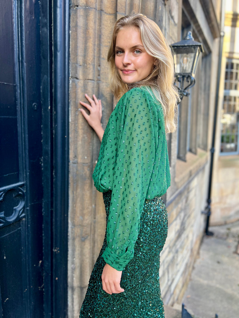 Sapone Textured Blouse - Green