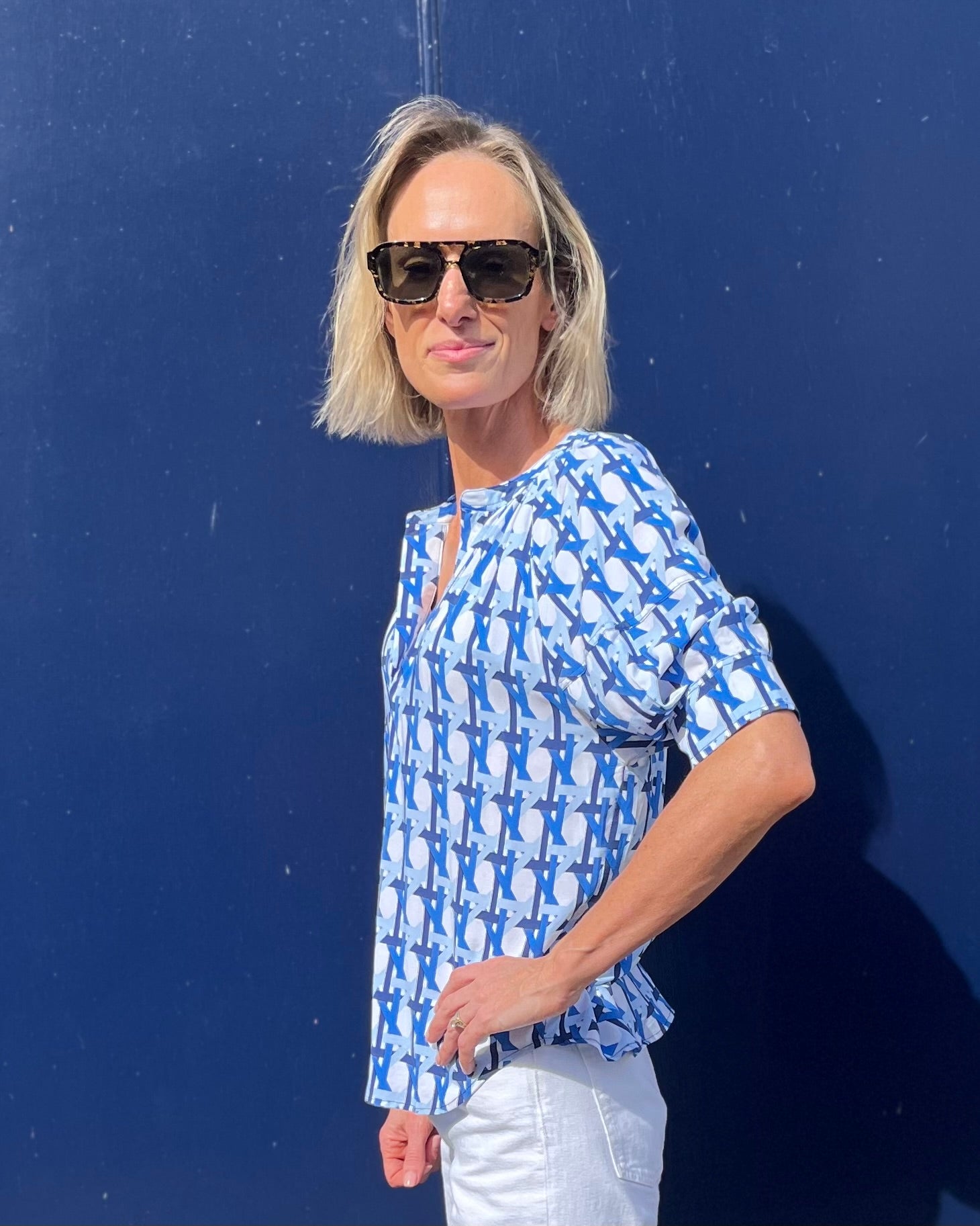 Claudia - Large Blue Basketweave