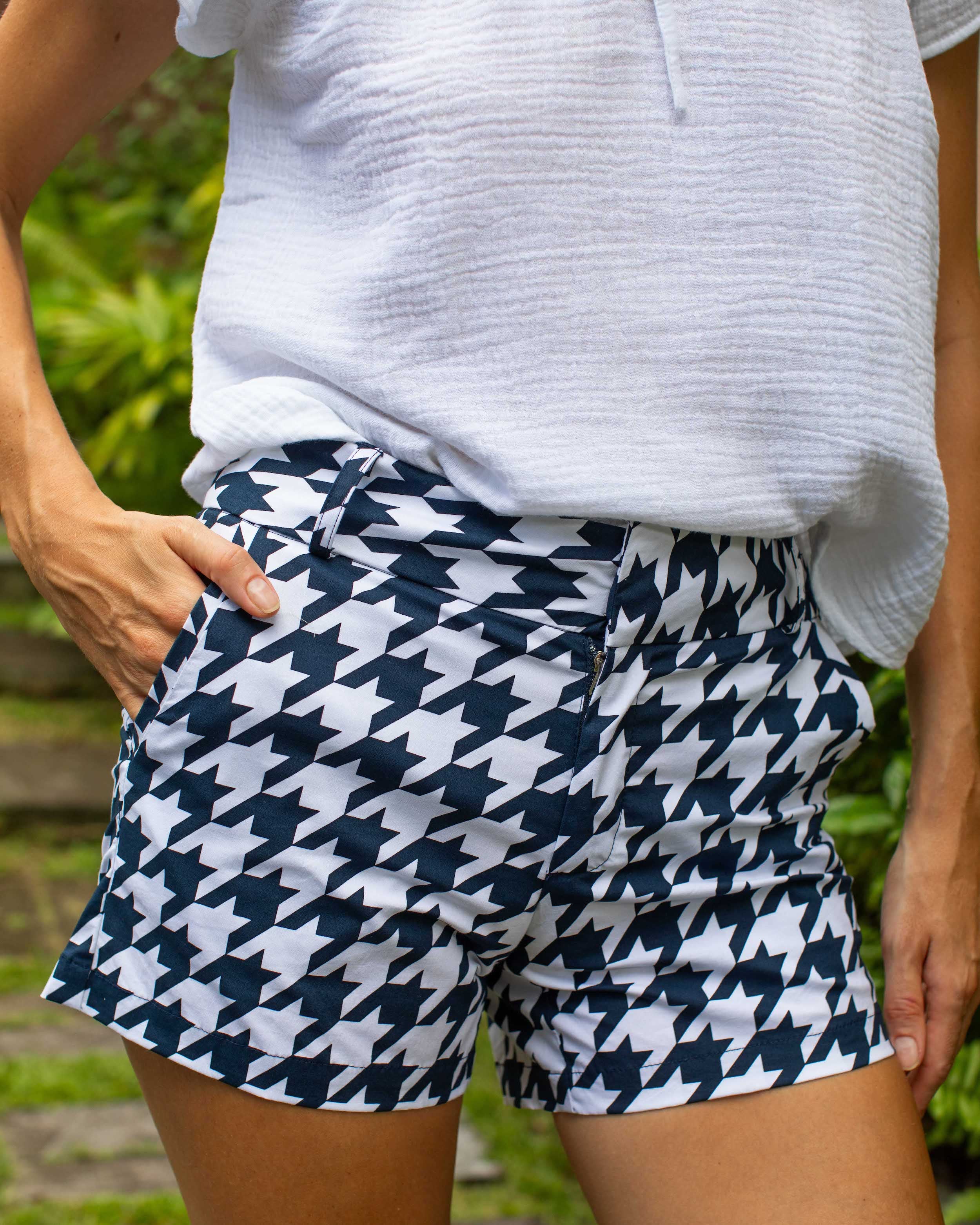 Alice Shorts - Navy Houndstooth